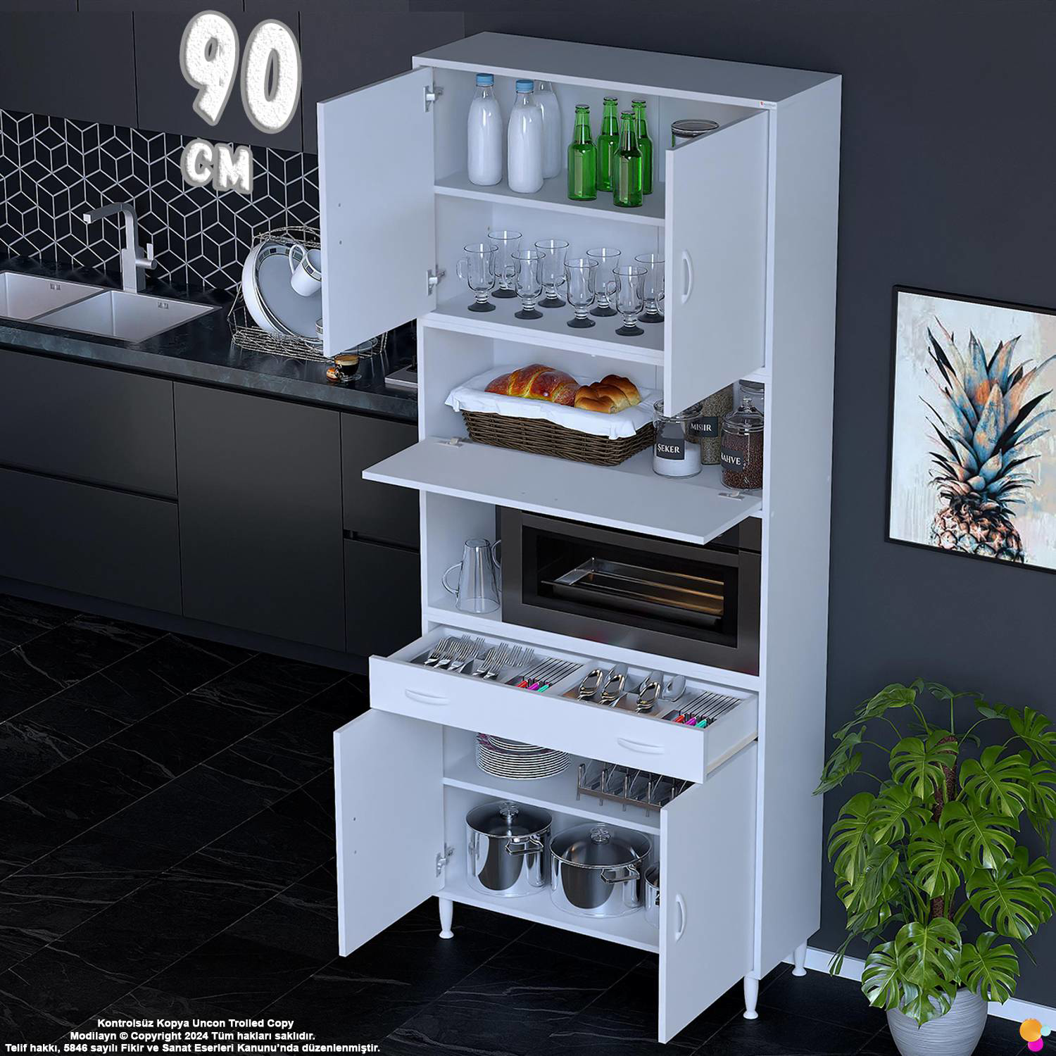 Çağıl 90 cm Çok Amaçlı Fırın Dolabı - Mutfak Kiler Banyo Antre Ho Çağıl 90 cm Çok Amaçlı Fırın Dolabı - Mutfak Kiler Banyo Antre Ho