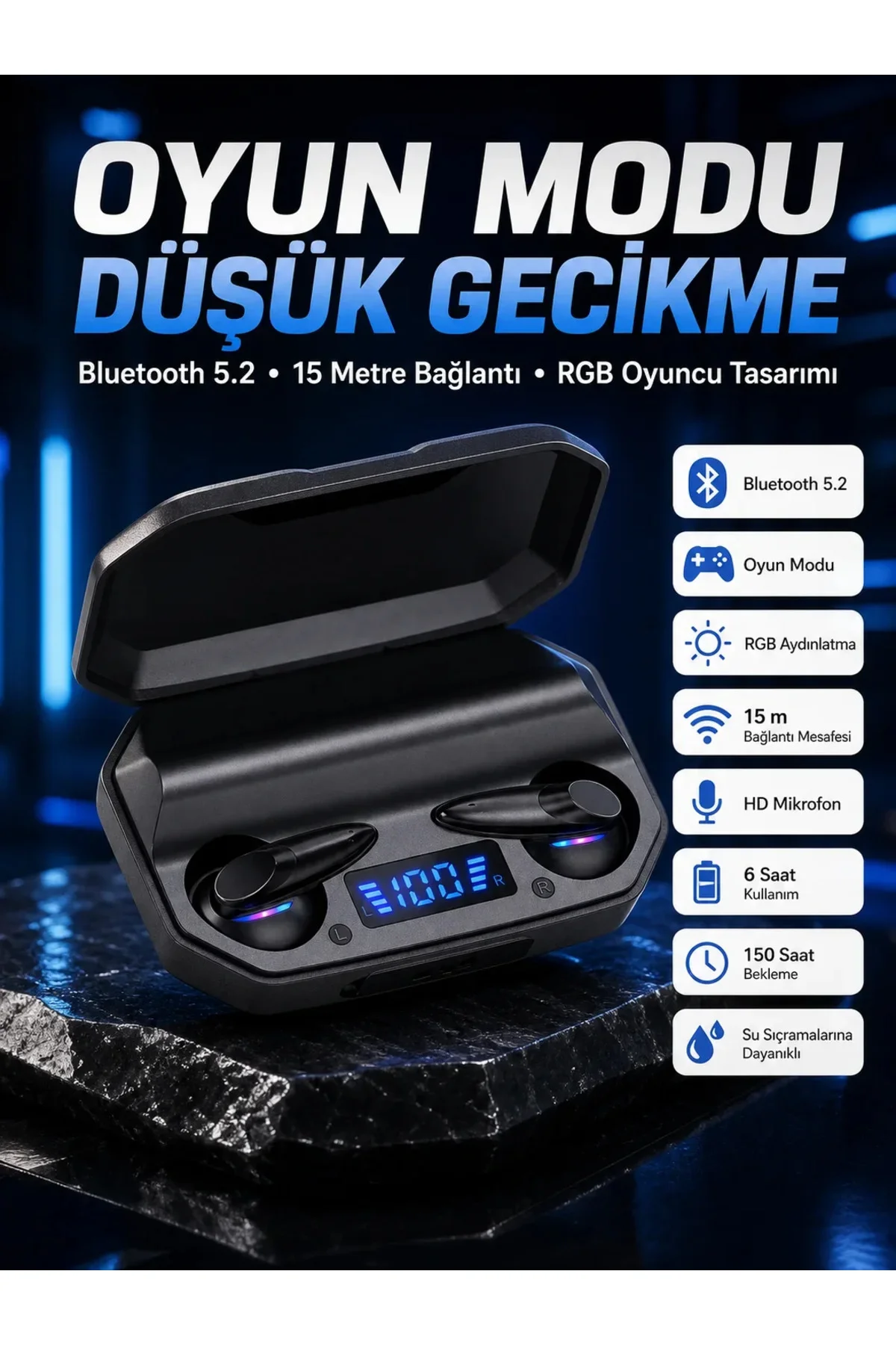 Çağrı Cevaplayabilen Akıllı Saat 5.2 Bluetooth Bağlantılı Kulaklık