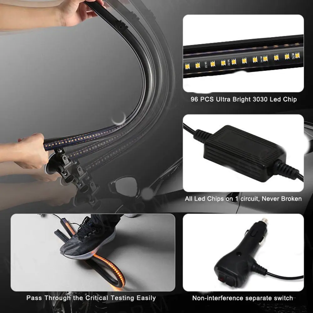 Çakar lamba 12-32v esnek model 84cm vantuzlu çakarlı sarı-sarı / 