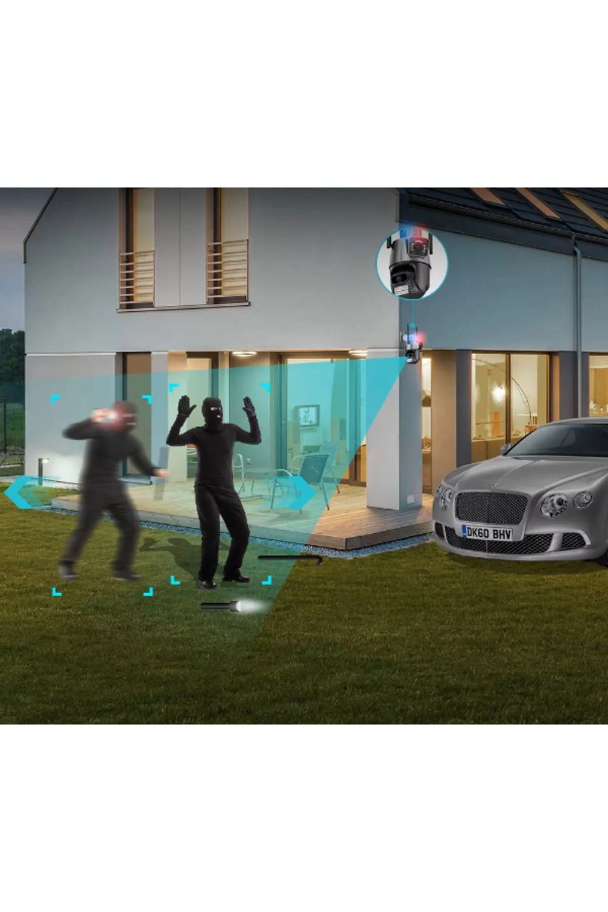 Çakarlı Çift Lensli Dış Mekan Güvenlik Kamerası