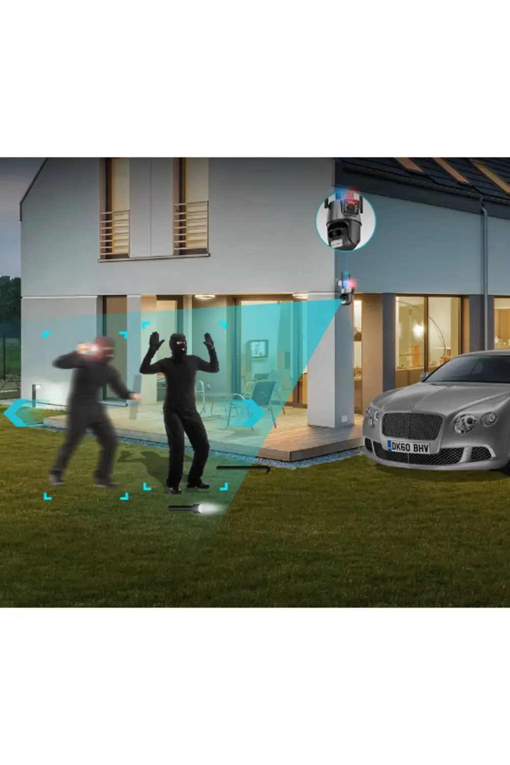 Çakarlı Çift Lensli Dış Mekan Güvenlik Kamerası