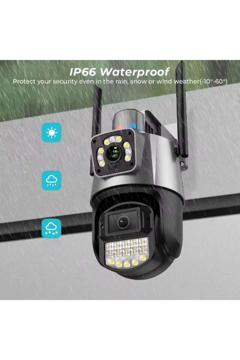 Çakarlı Çift Lensli Dış Mekan Güvenlik Kamerası