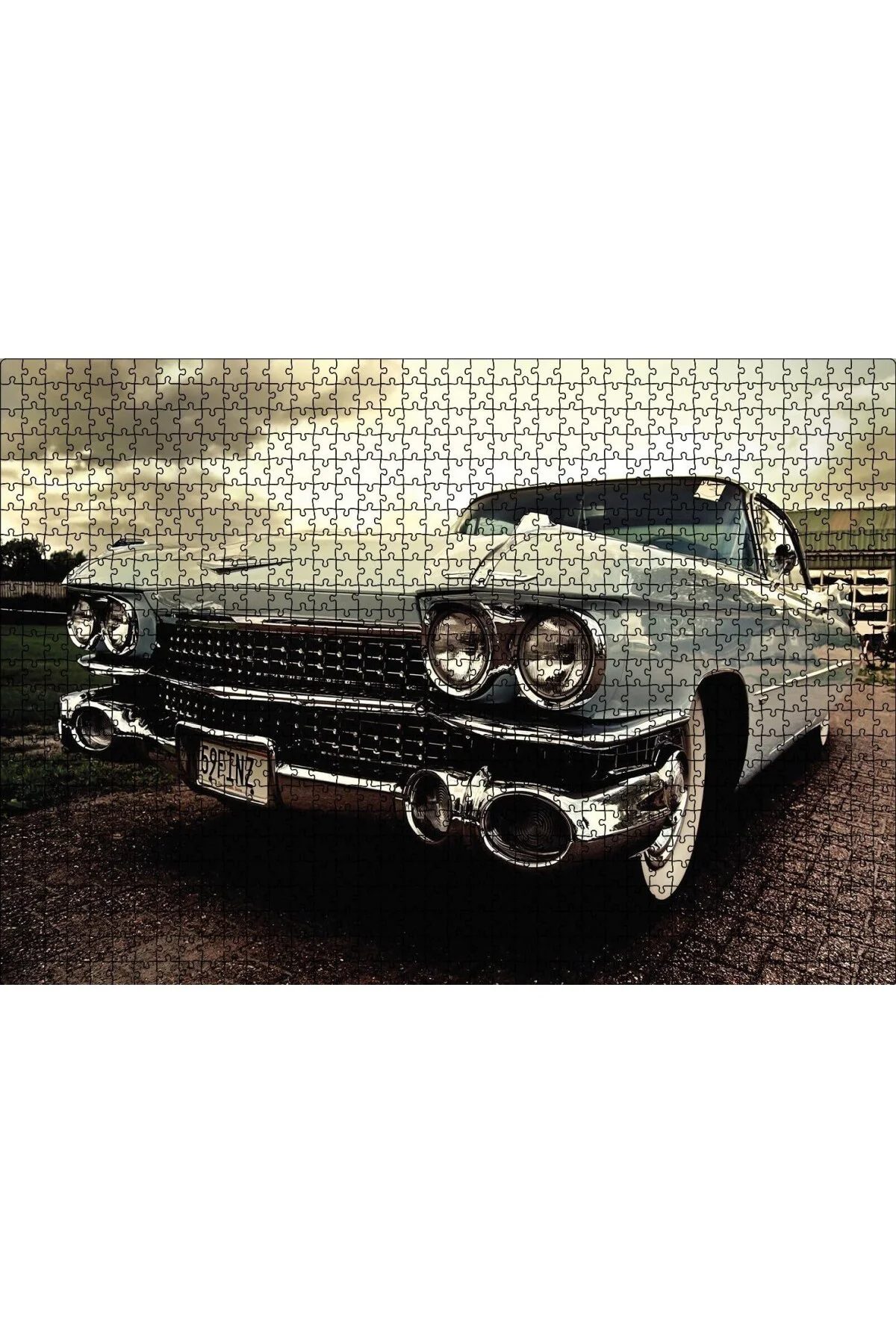 Cakatablo Vintage Araba 1000 Parça Puzzle Yapboz MDF Ahşap