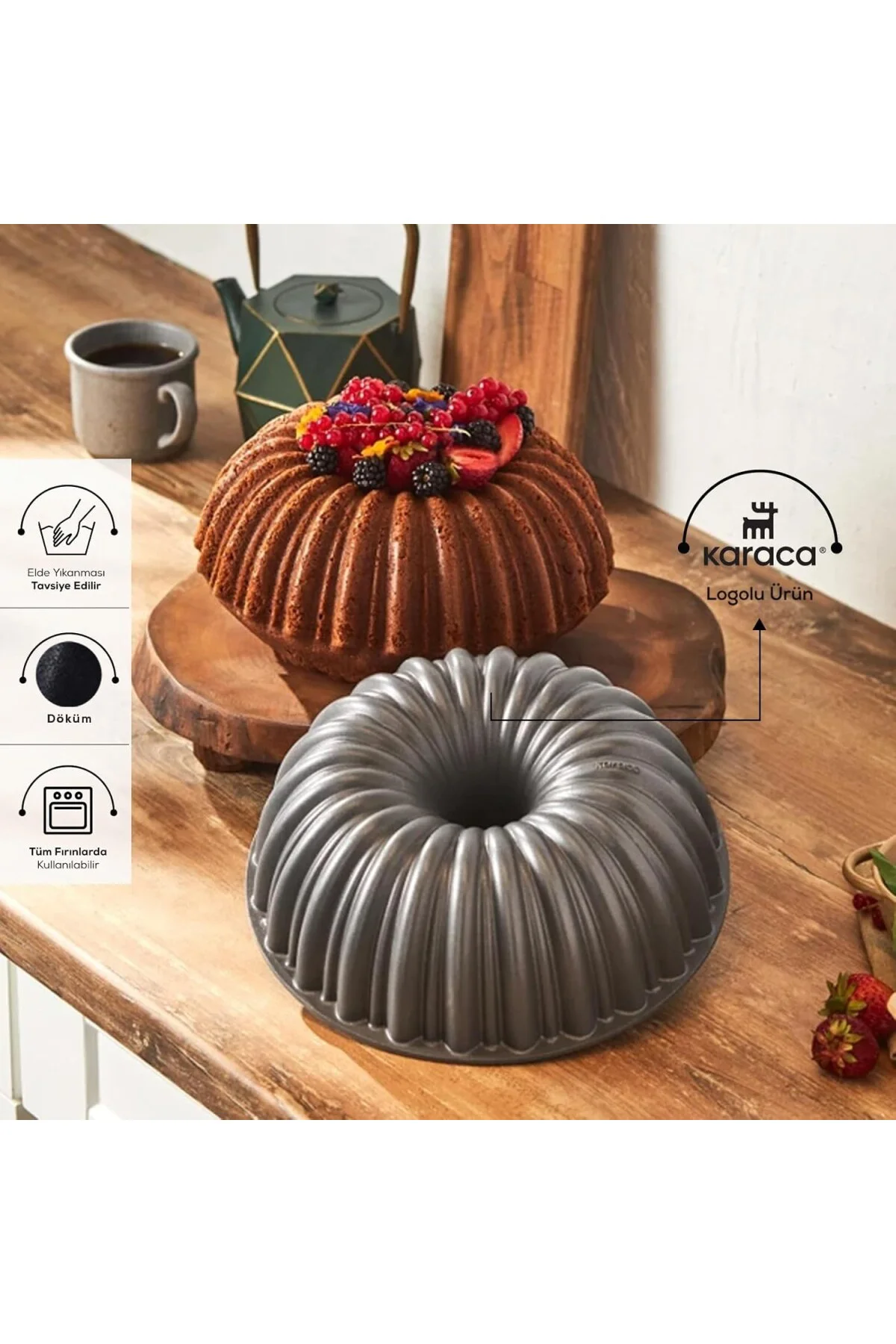 Cake Pro Dilimli Antrasit Döküm Kek Kalıbı