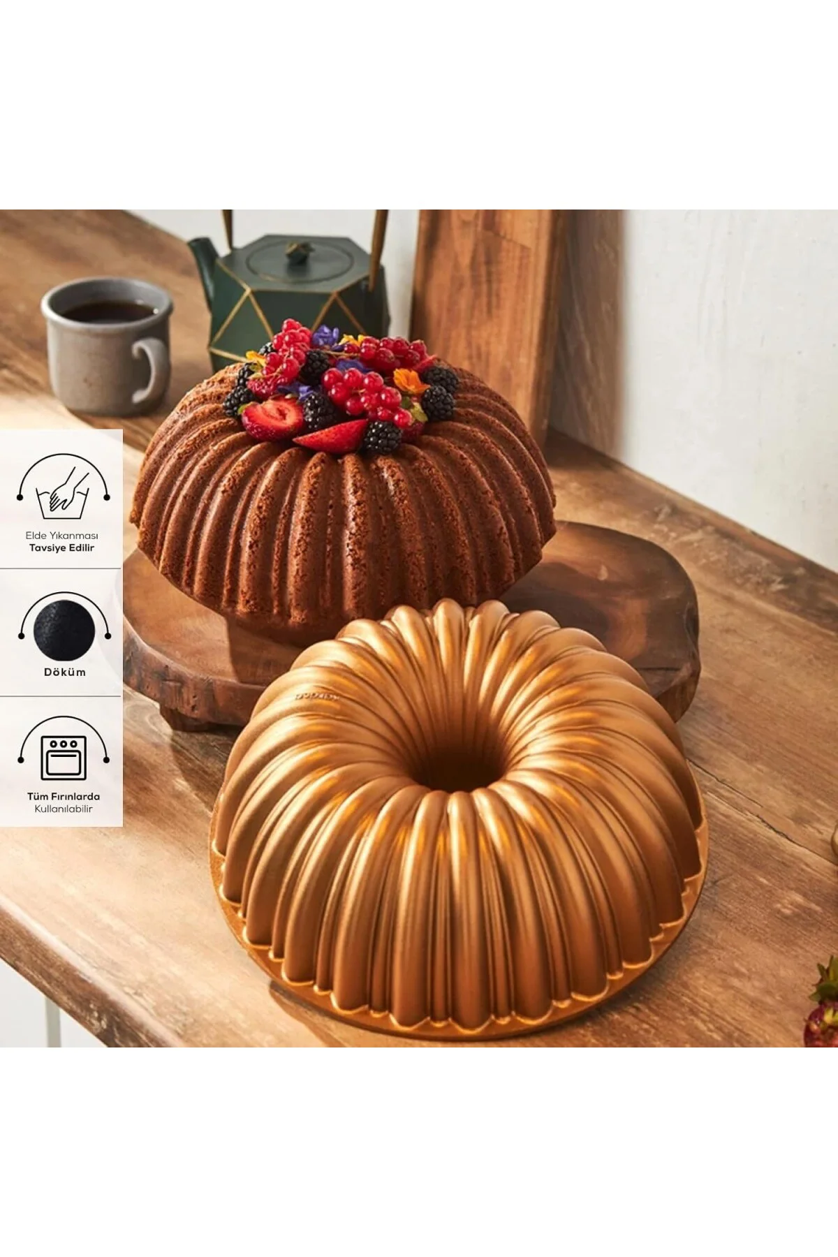 Cake Pro Dilimli Gold Döküm Kek Kalıbı