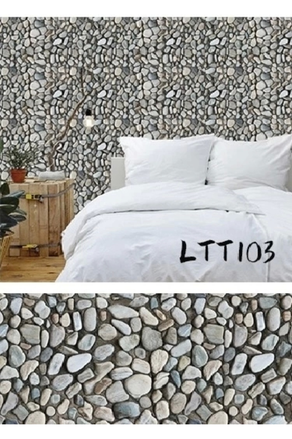 	 Yuba Avm Çakıl Taşı Desenli Yapışkanlı Kaplama Kağıdı Büyük Boy 3 Metre