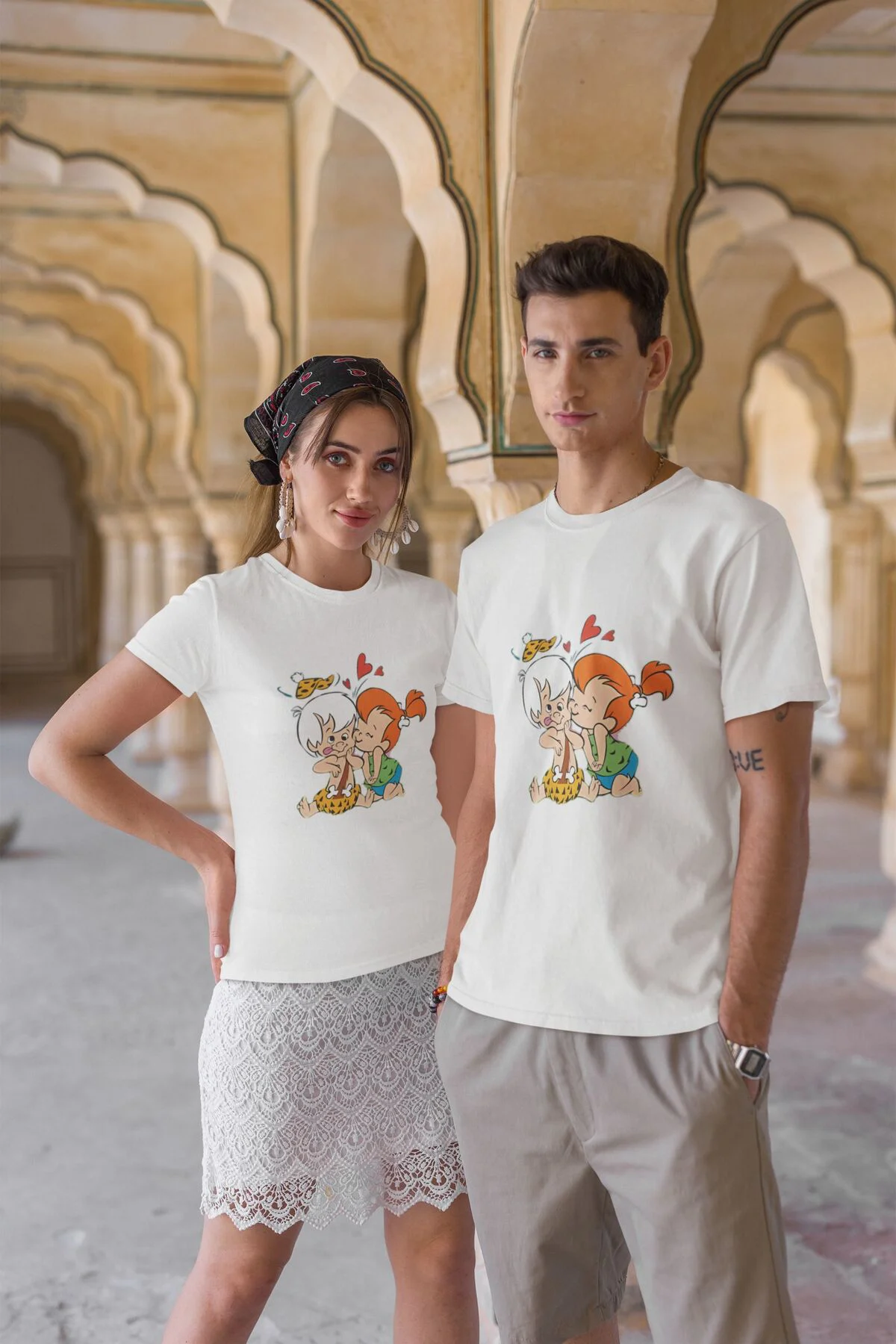 Çakıltaş ve Bambam Tasarımlı Unisex Tişört - %100 Pamuklu Kumaş Çakıltaş ve Bambam Tasarımlı Unisex Tişört - %100 Pamuklu Kumaş - Görsel 6