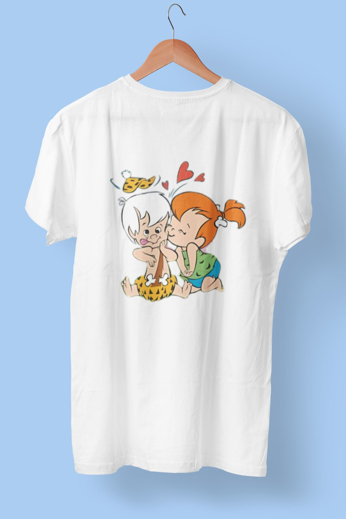 Çakıltaş ve Bambam Tasarımlı Unisex Tişört -  %100 Pamuklu Kumaş