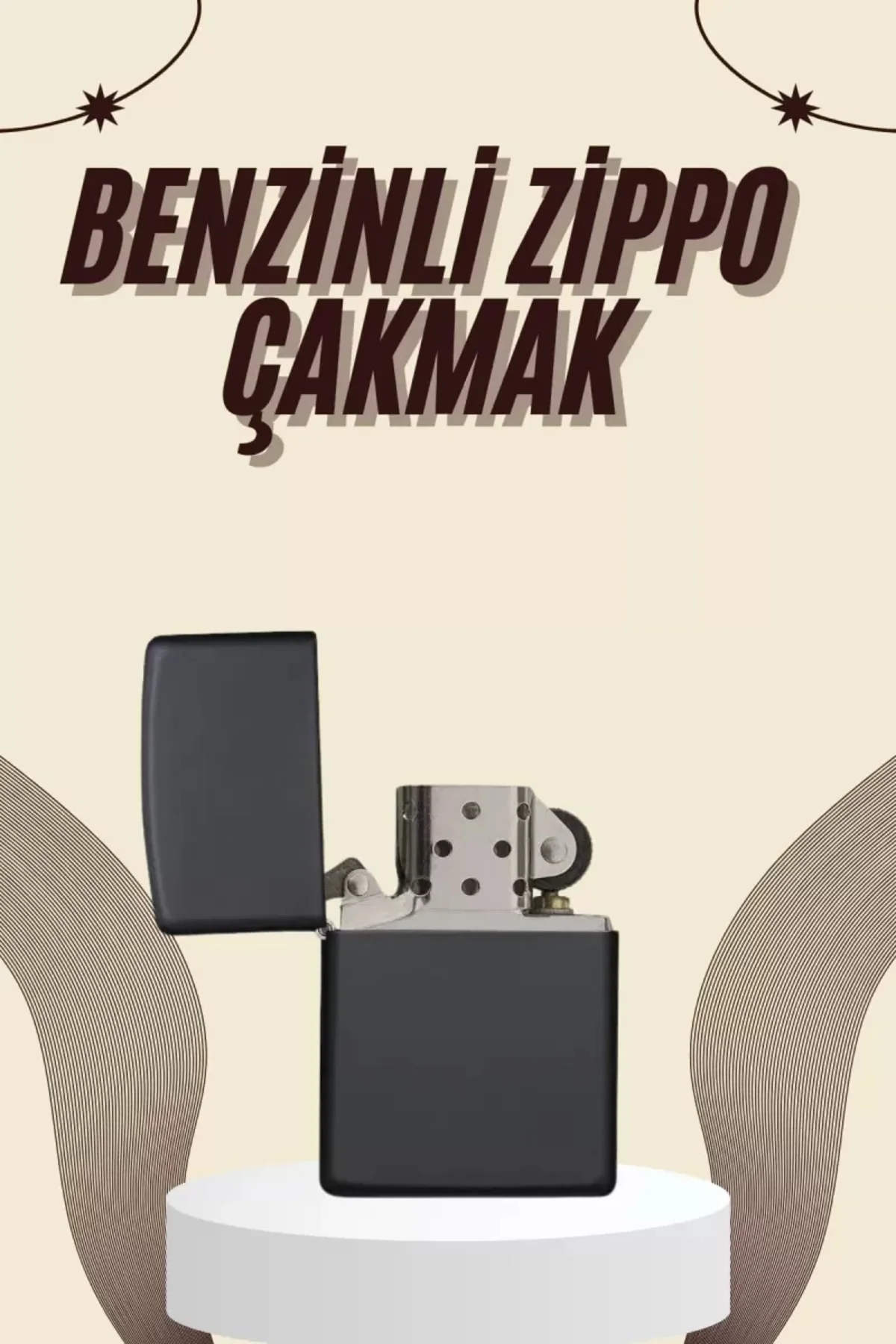 Çakmak Parlak Siyah Benzinli Çakmak Cep Boy Doldurulabilir