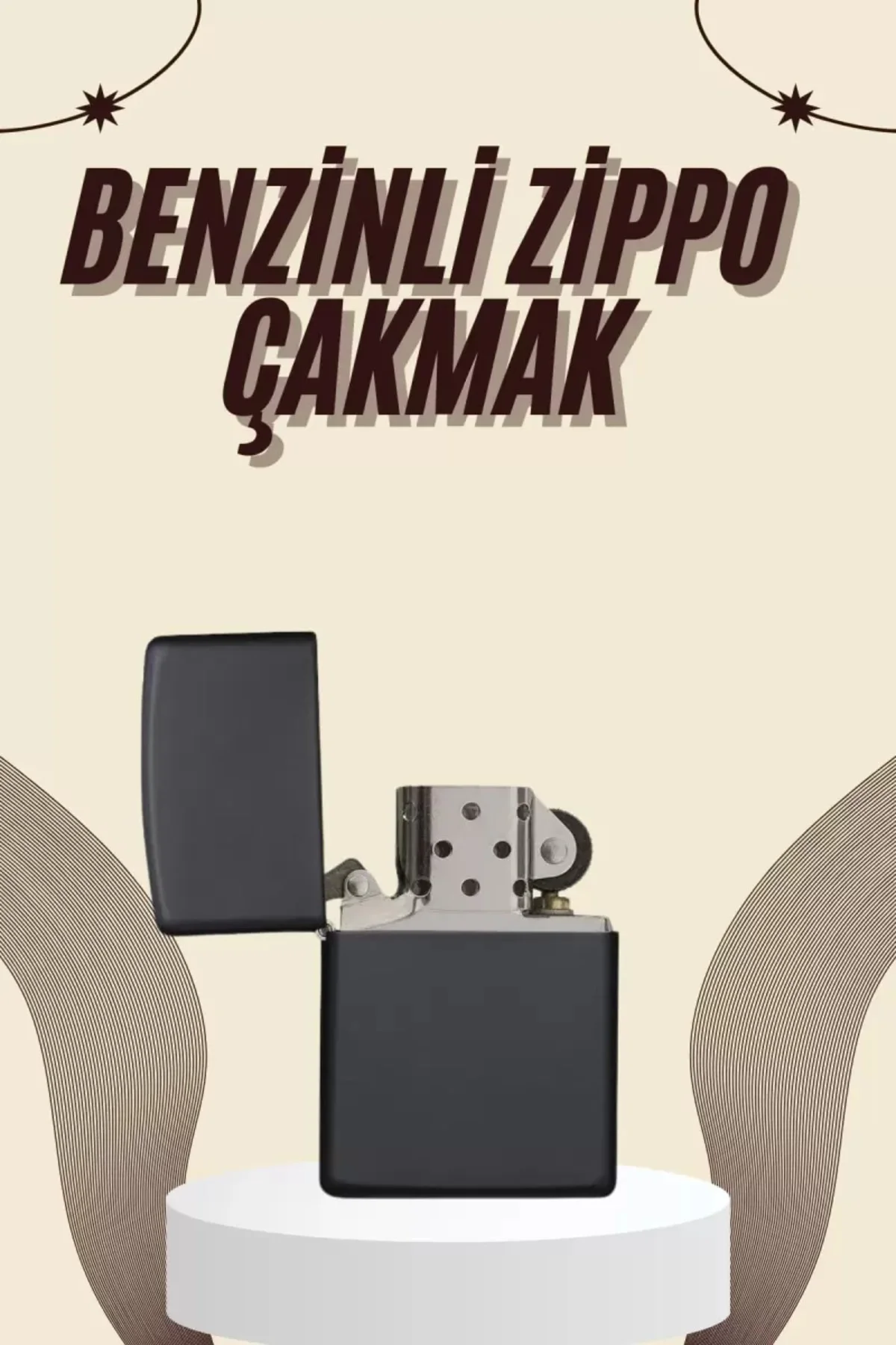 Çakmak Parlak Siyah Benzinli Çakmak Cep Boy Doldurulabilir