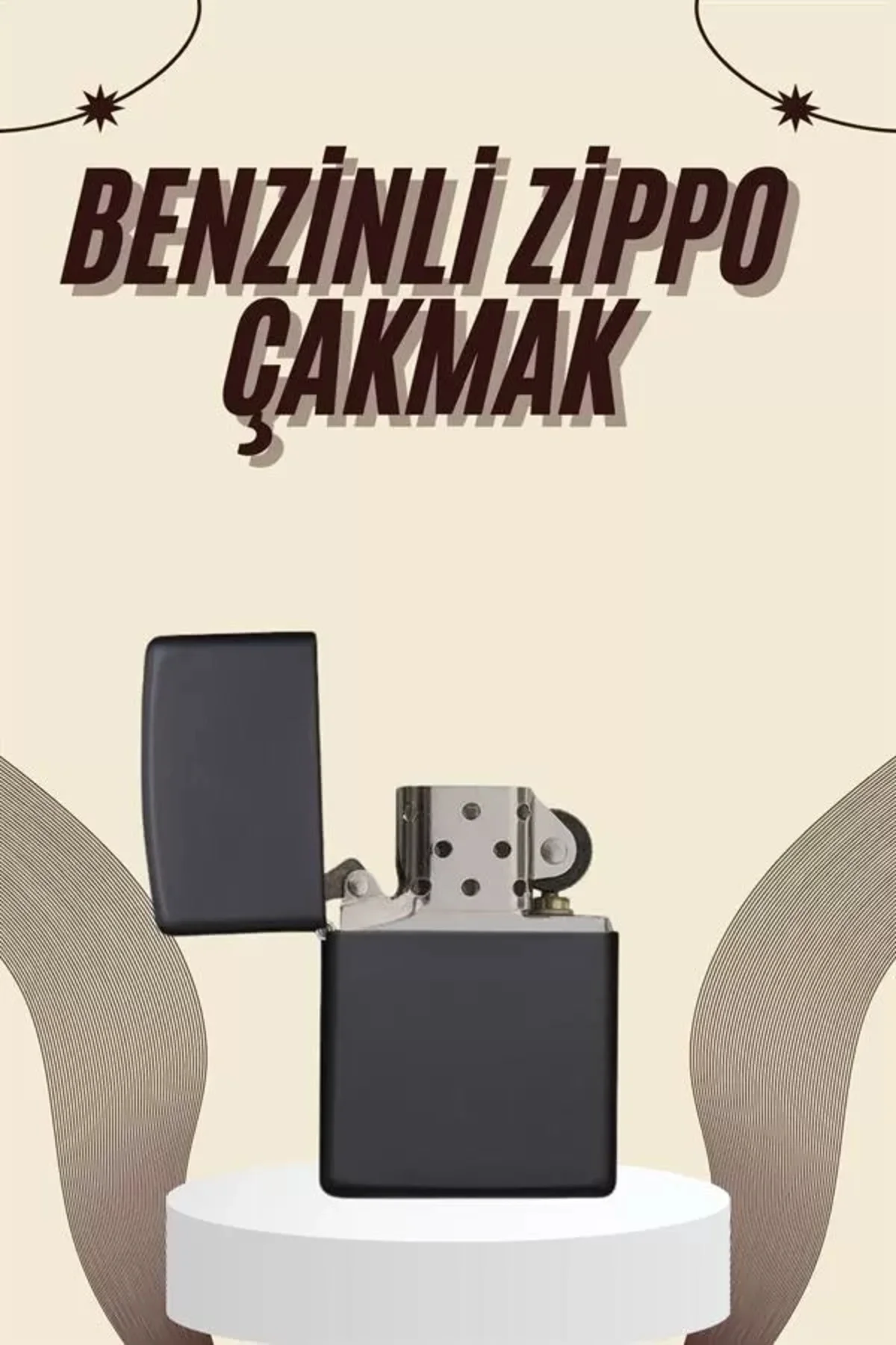 Çakmak Parlak Siyah Benzinli Çakmak Cep Boy Doldurulabilir