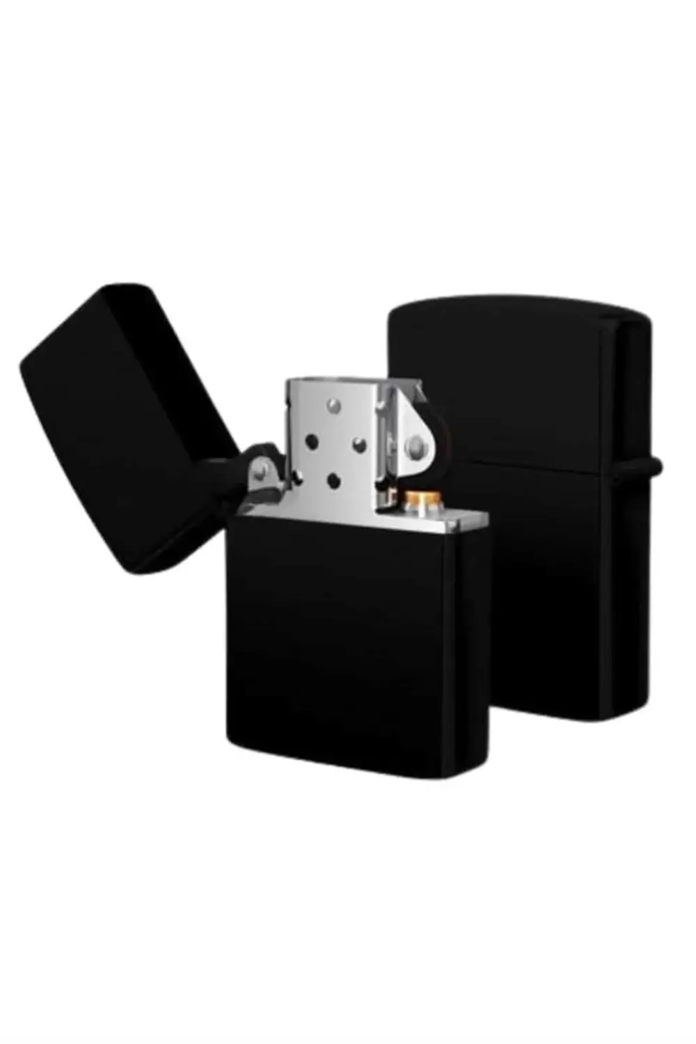 Çakmak Parlak Siyah Benzinli Çakmak Cep Boy Doldurulabilir