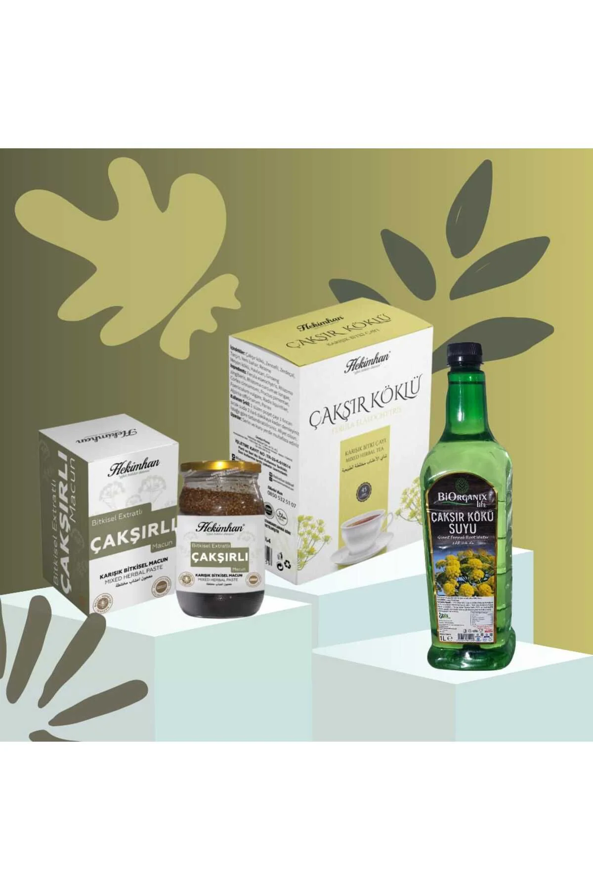 Çakşır Macunu 480 gr Çakşır suyu 1 litre Çakşır köklü çay 40'lı