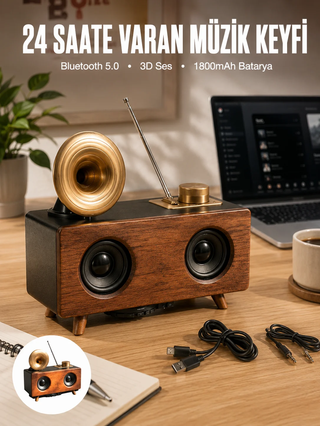 Çalar Radyo Müzik Kutusu Nostaljik Hoparlör Speaker Çalar Radyo Müzik Kutusu Nostaljik Hoparlör Speaker