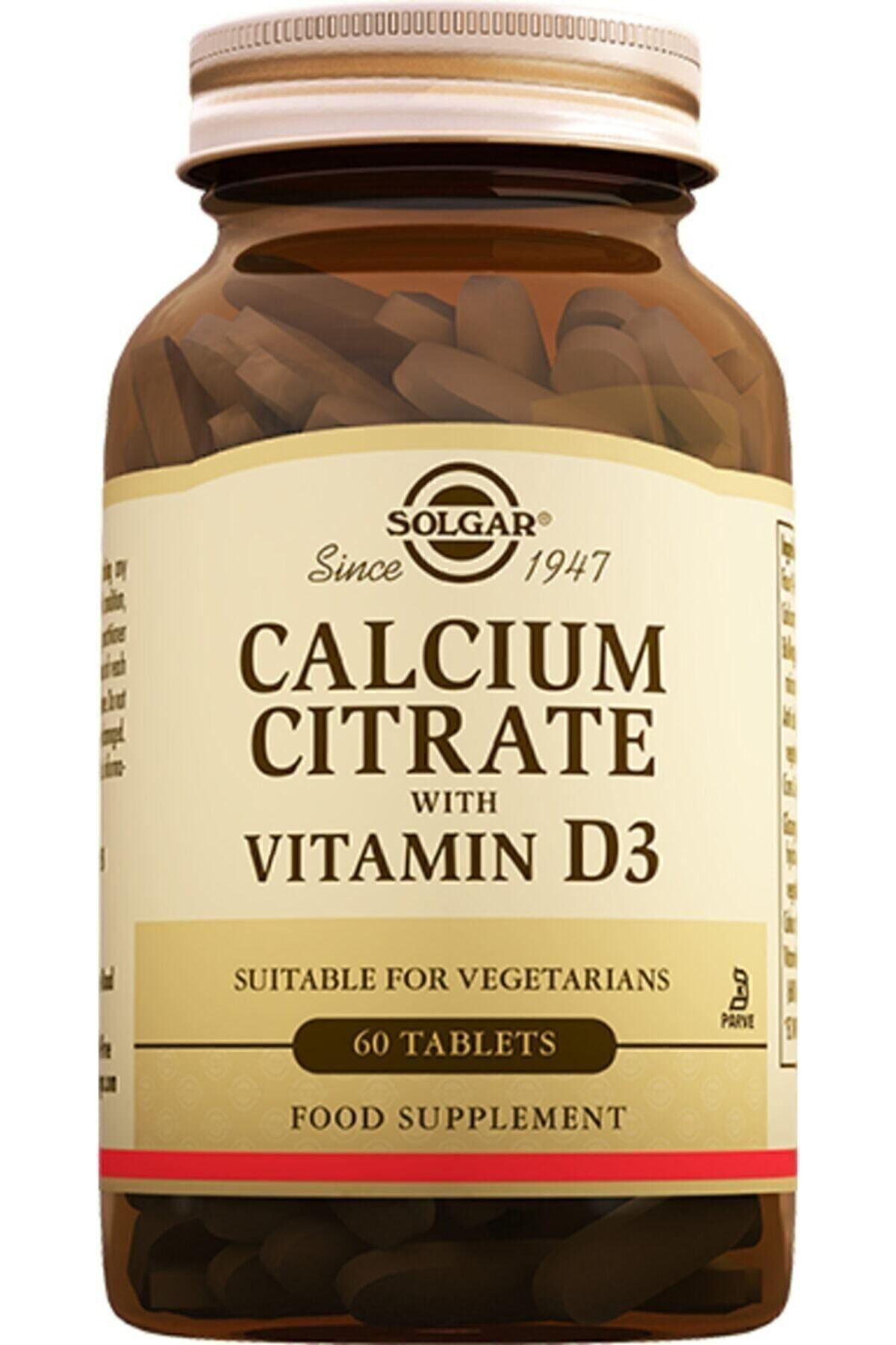 Solgar Calcium Citrate Vitamin D3 60 Tablet (Kalsiyum Sitrat)