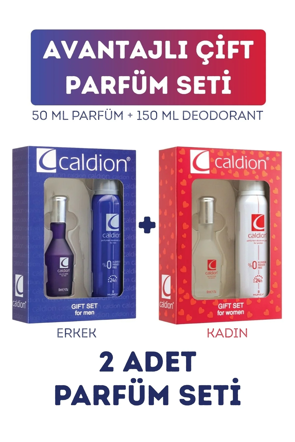 CALDIONAvantajlı Çift Parfüm Seti ( 2 Adet Parfüm 50 ml 2 Adet + 