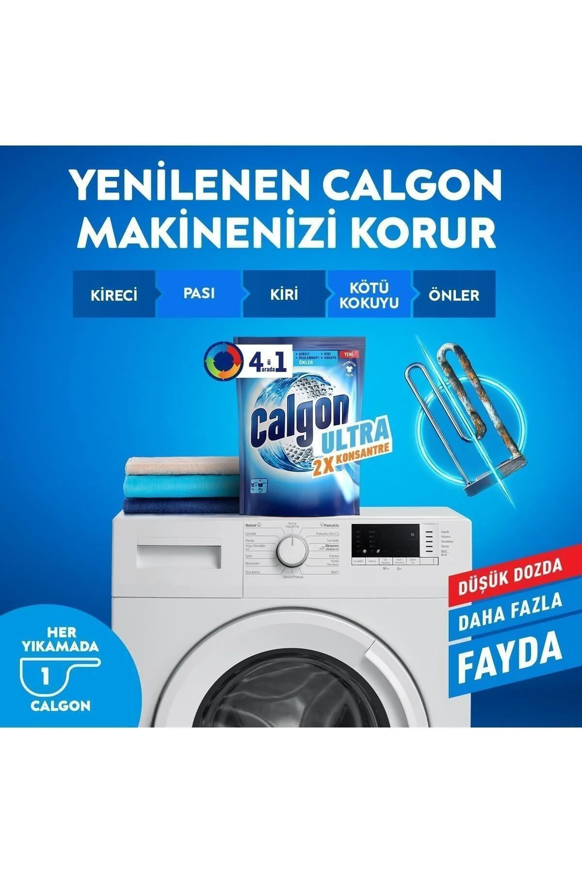 Calgon Power Kir, Pas, Kireç Ve Koku Önleyici 4'ü 1 Arada Ultra K Calgon Power Kir, Pas, Kireç Ve Koku Önleyici 4'ü 1 Arada Ultra K