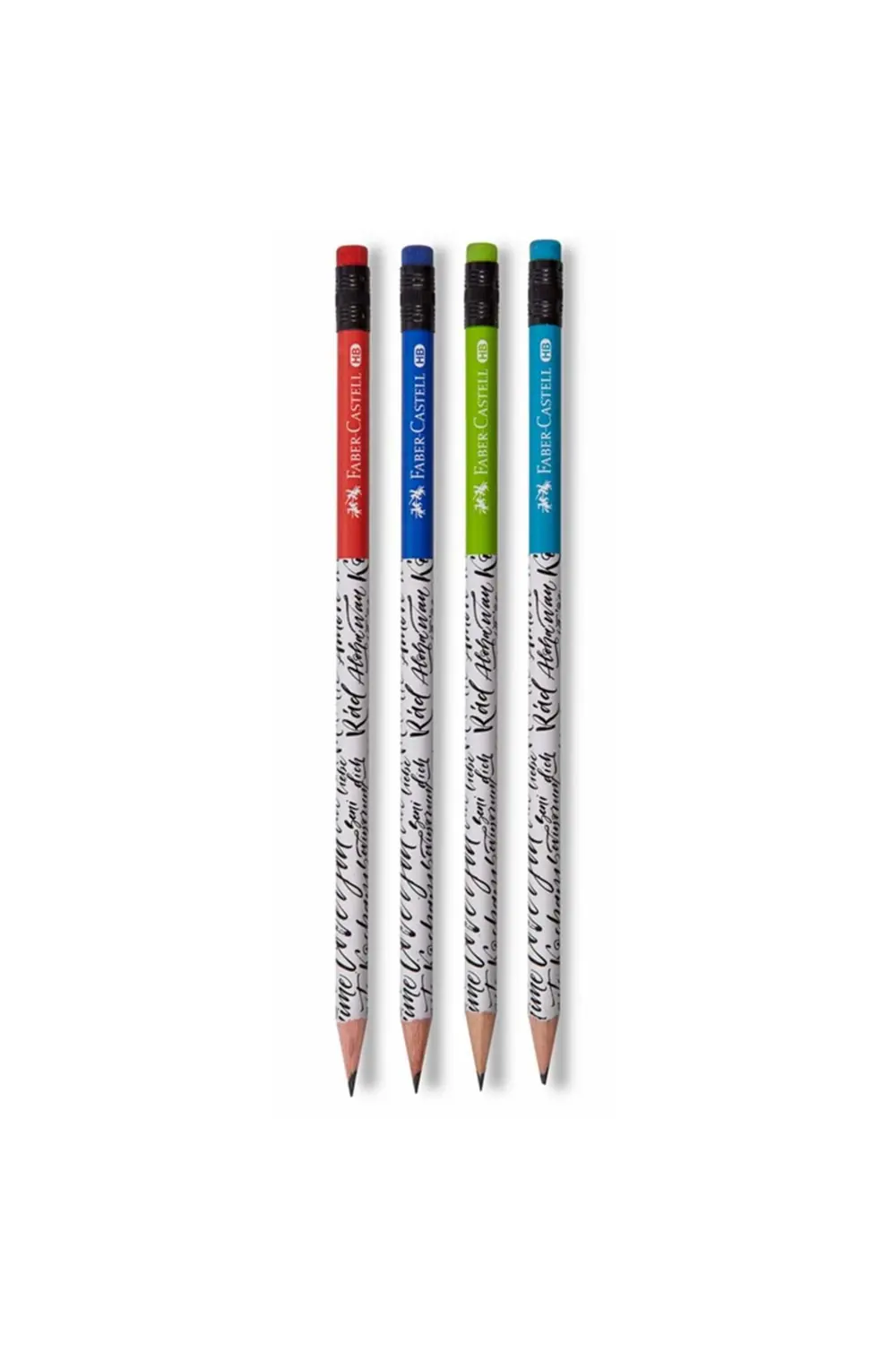 Caligraphy Desenli Silgili Yuvarlak HB Kurşun Kalem - 1 Adet