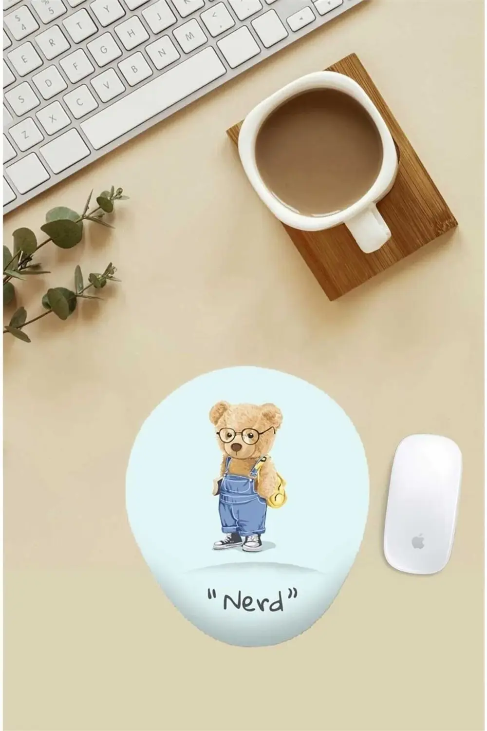 Çalışkan Öğrenci Teddy Desenli Bilek Destekli Mouse Pad