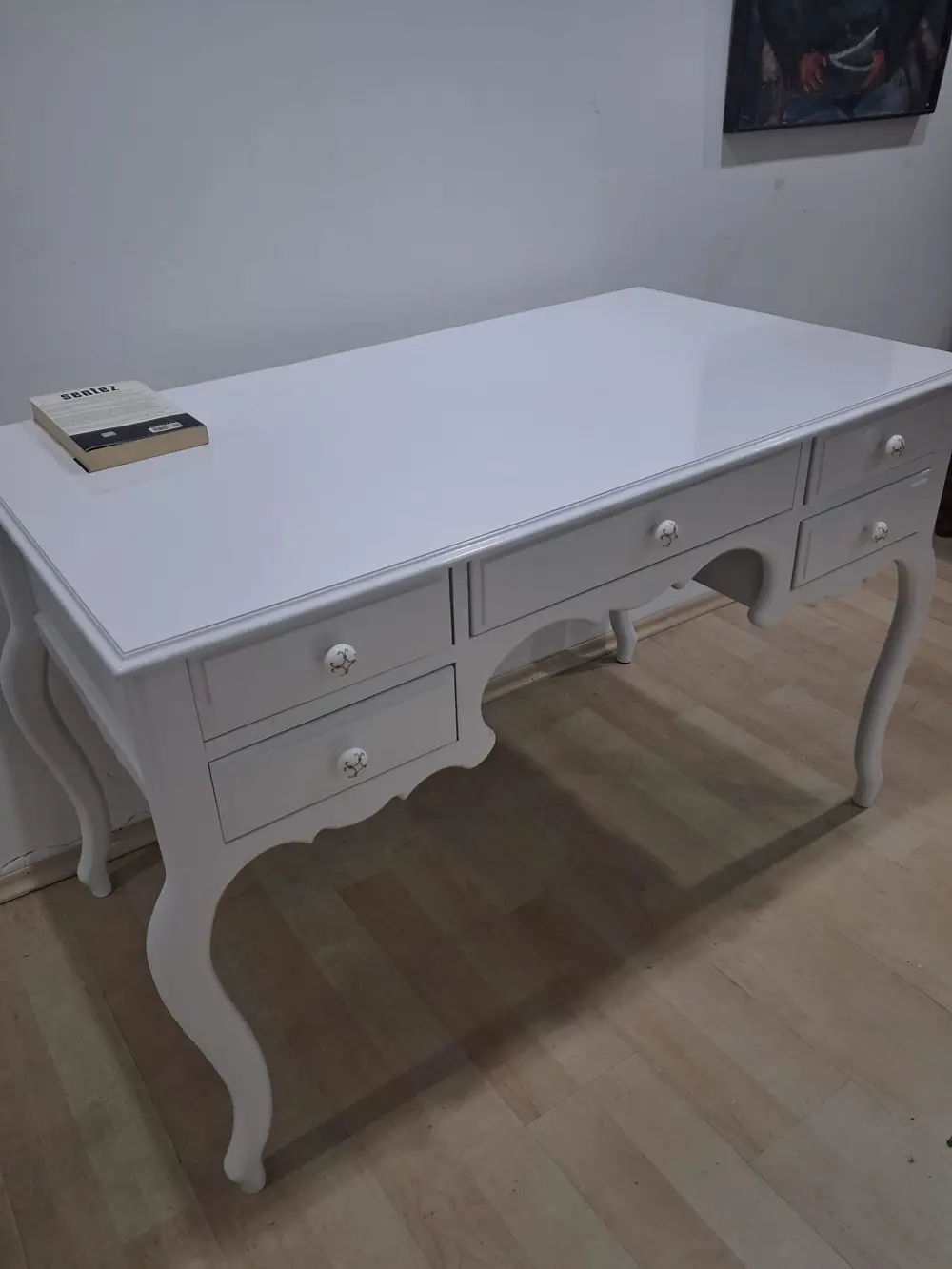 Çalışma Masa ADN 90595 Parlak Lake 5 Çekmeceli Porselen Kulplar L