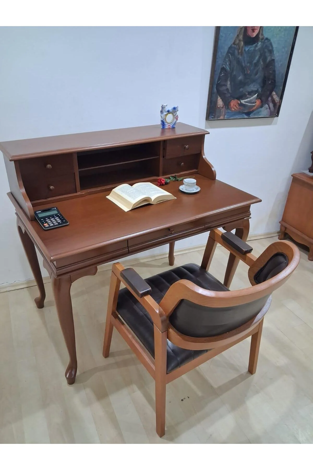 Çalışma Masa İlhm 90634 Klasik Takım Dilimli Sandaly Lüks Klasik Ceviz Renk Model - Görsel 2
