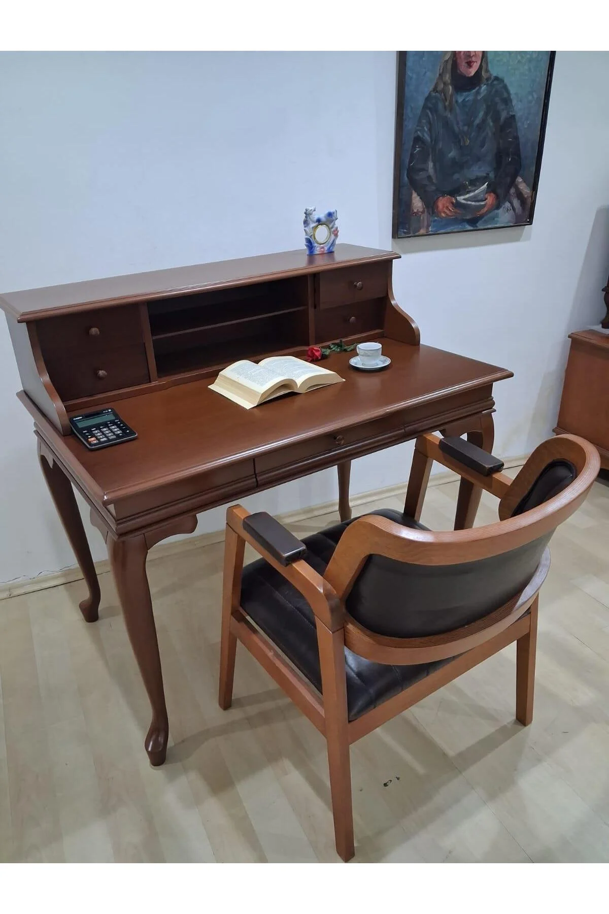 Çalışma Masa İlhm 90634 Klasik Takım Dilimli Sandaly Lüks Klasik Ceviz Renk Model - Görsel 3