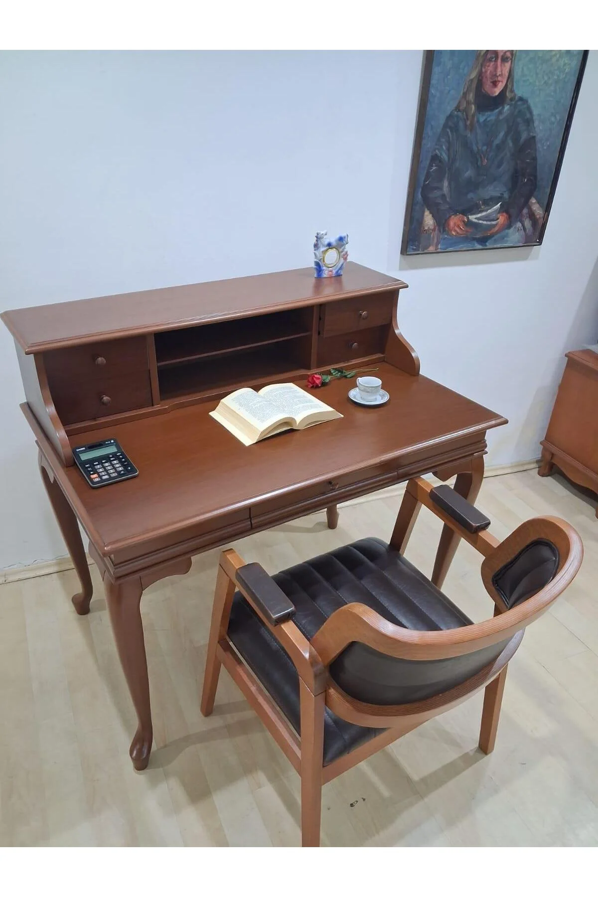 Çalışma Masa İlhm 90634 Klasik Takım Dilimli Sandaly Lüks Klasik Ceviz Renk Model - Görsel 7