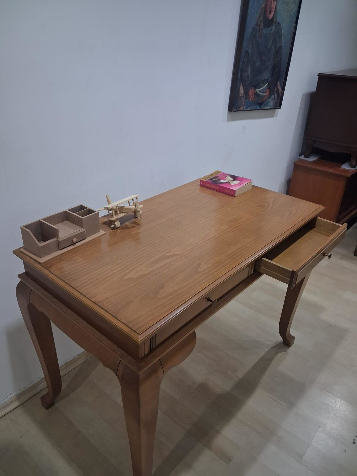 Çalışma Masa Klasik Alt İlhm 90631 Model Lüks Klasik Ahşap Ceviz 