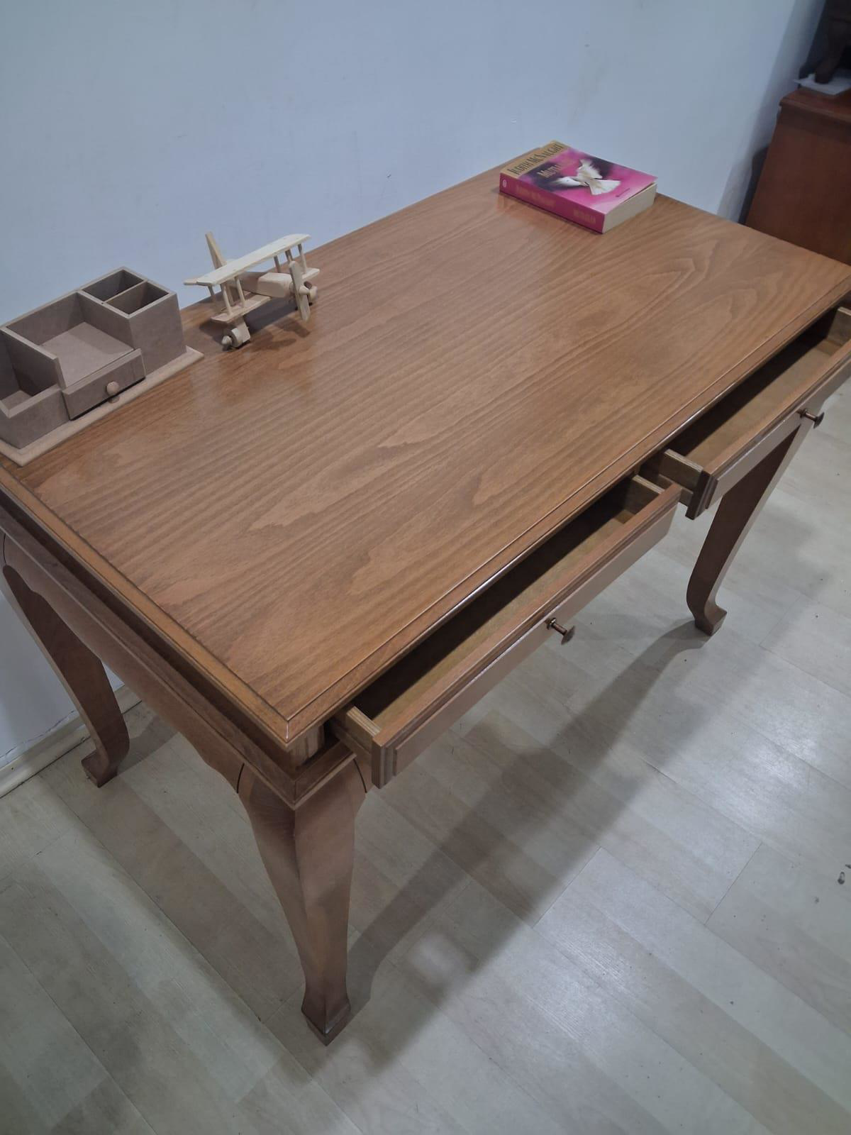 Çalışma Masa Klasik Alt İlhm 90631 Model Lüks Klasik Ahşap Ceviz 