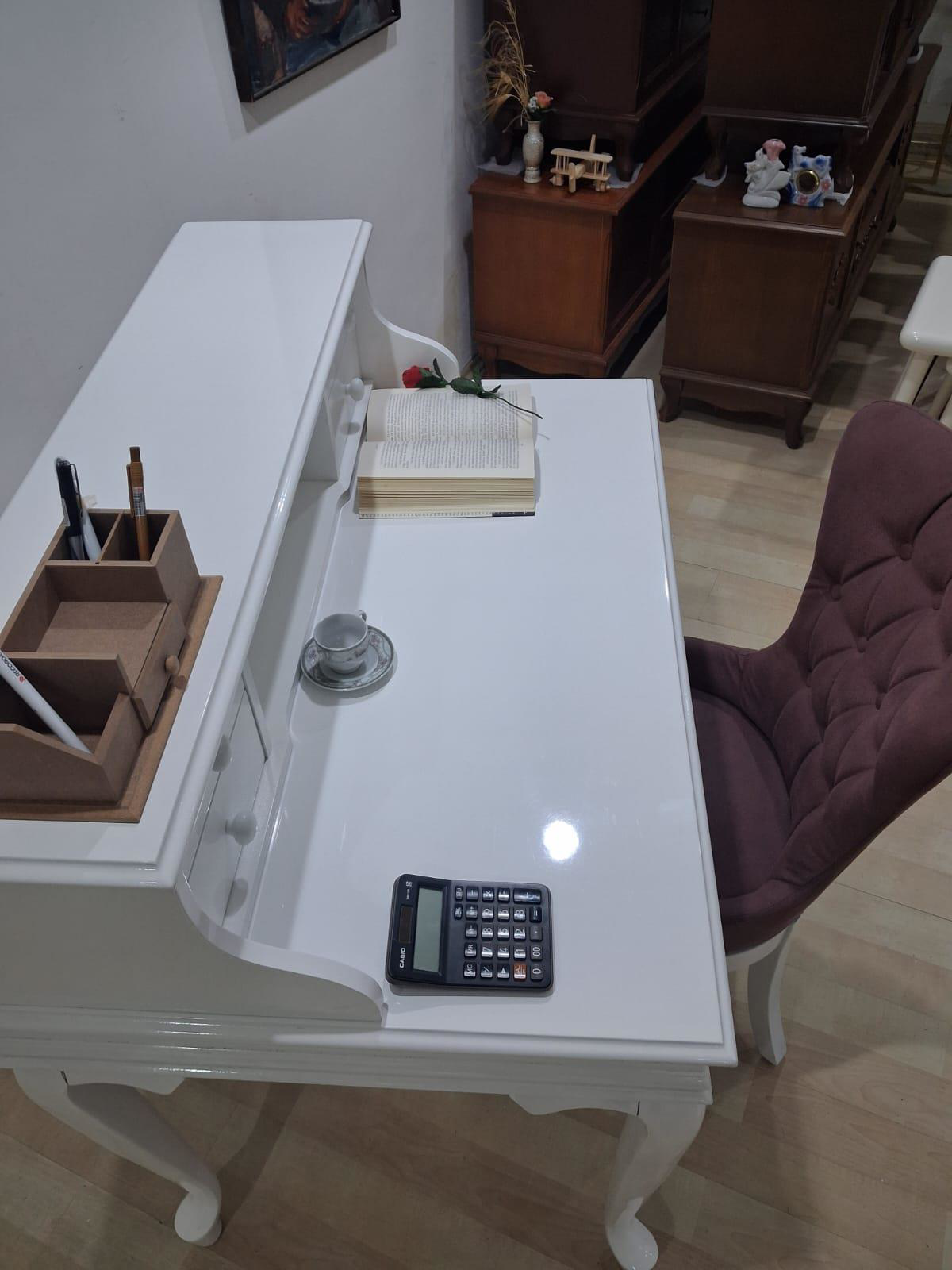 Çalışma Masa Sandalye 90659 Model Parlak Beyaz Lake Boyalı Masa G