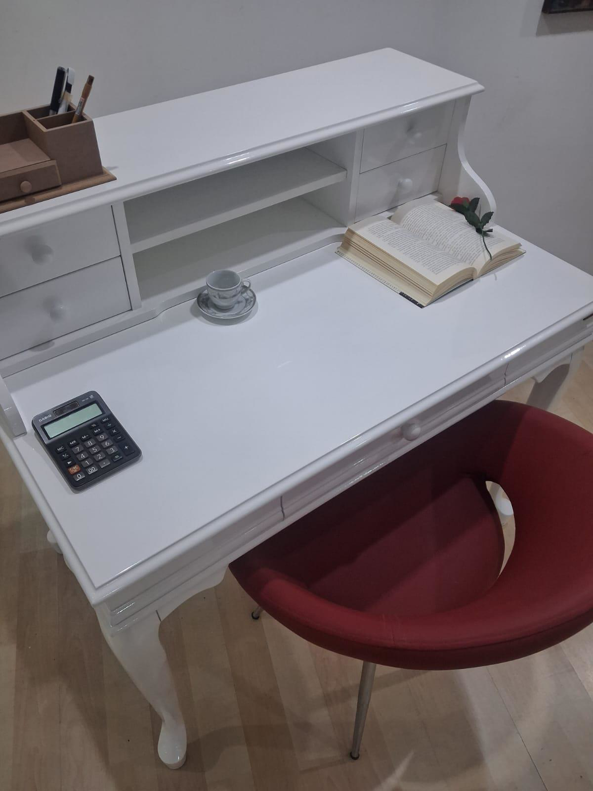 Çalışma Masa Sandalye 90658 Model Parlak Beyaz Lake Boyalı Masa T