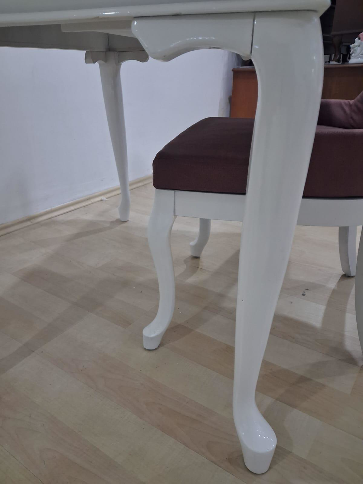 Çalışma Masa Sandalye 90659 Model Parlak Beyaz Lake Boyalı Masa G