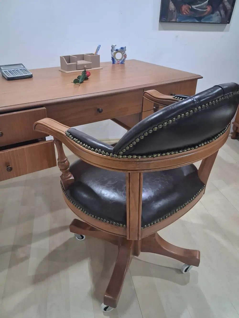 Çalışma Masa ST 90598  Döner Sandalye Lüks Klasik Ceviz Renk Mode