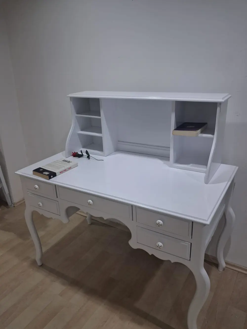 Çalışma Masa Takım ADN 90596 Parlak Lake Beyaz 5 Çekmeceli Porsel