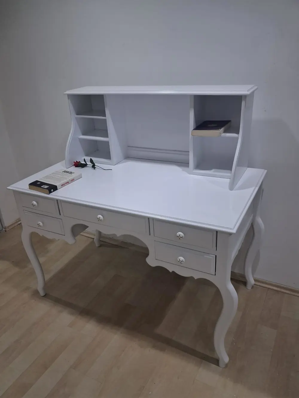 Çalışma Masa Takım ADN 90596 Parlak Lake Beyaz 5 Çekmeceli Porsel