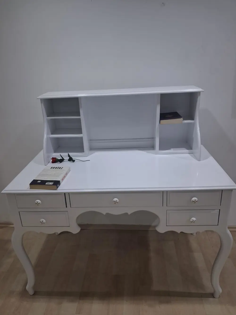 Çalışma Masa Takım ADN 90596 Parlak Lake Beyaz 5 Çekmeceli Porsel