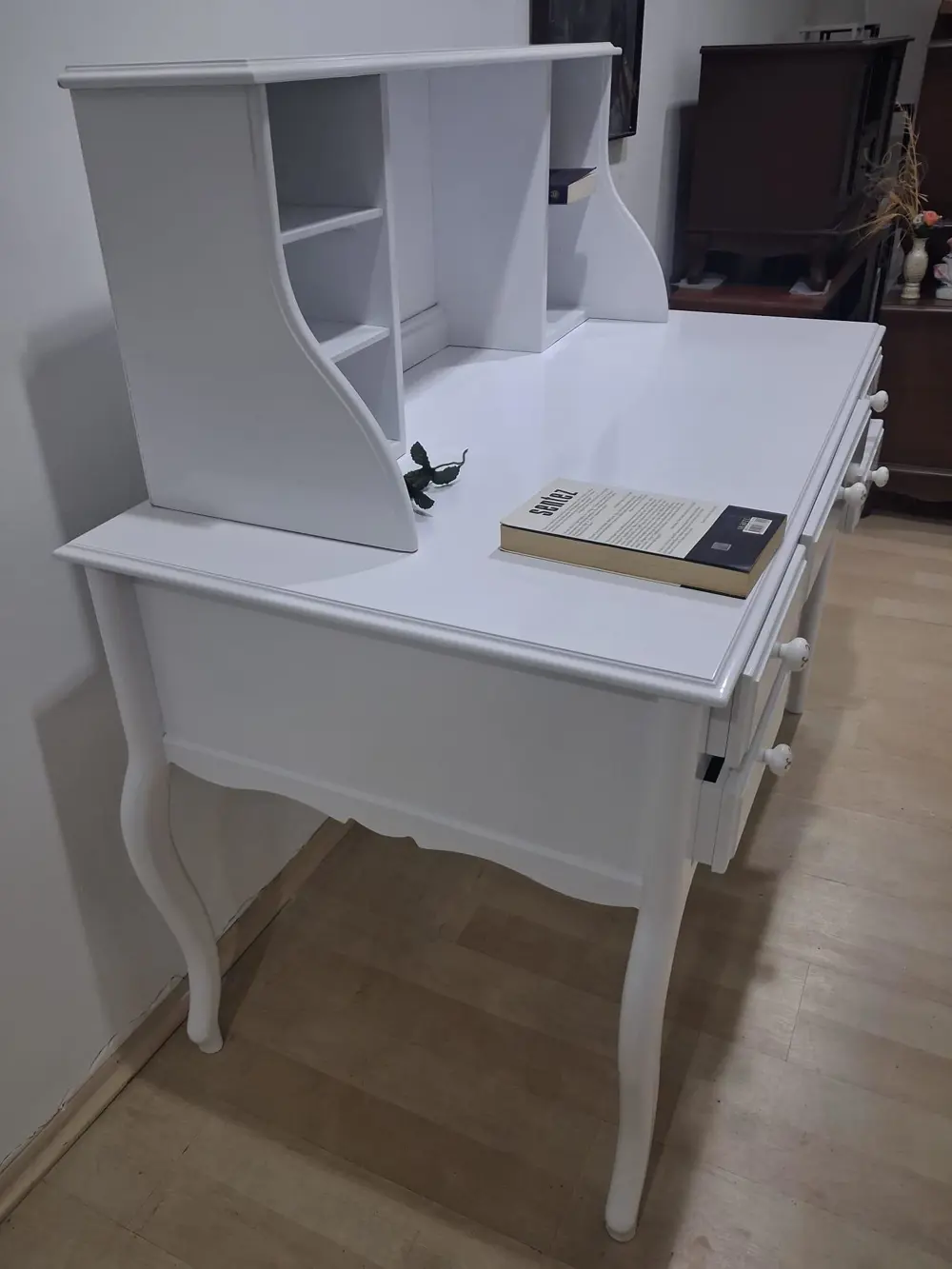 Çalışma Masa Takım ADN 90596 Parlak Lake Beyaz 5 Çekmeceli Porsel