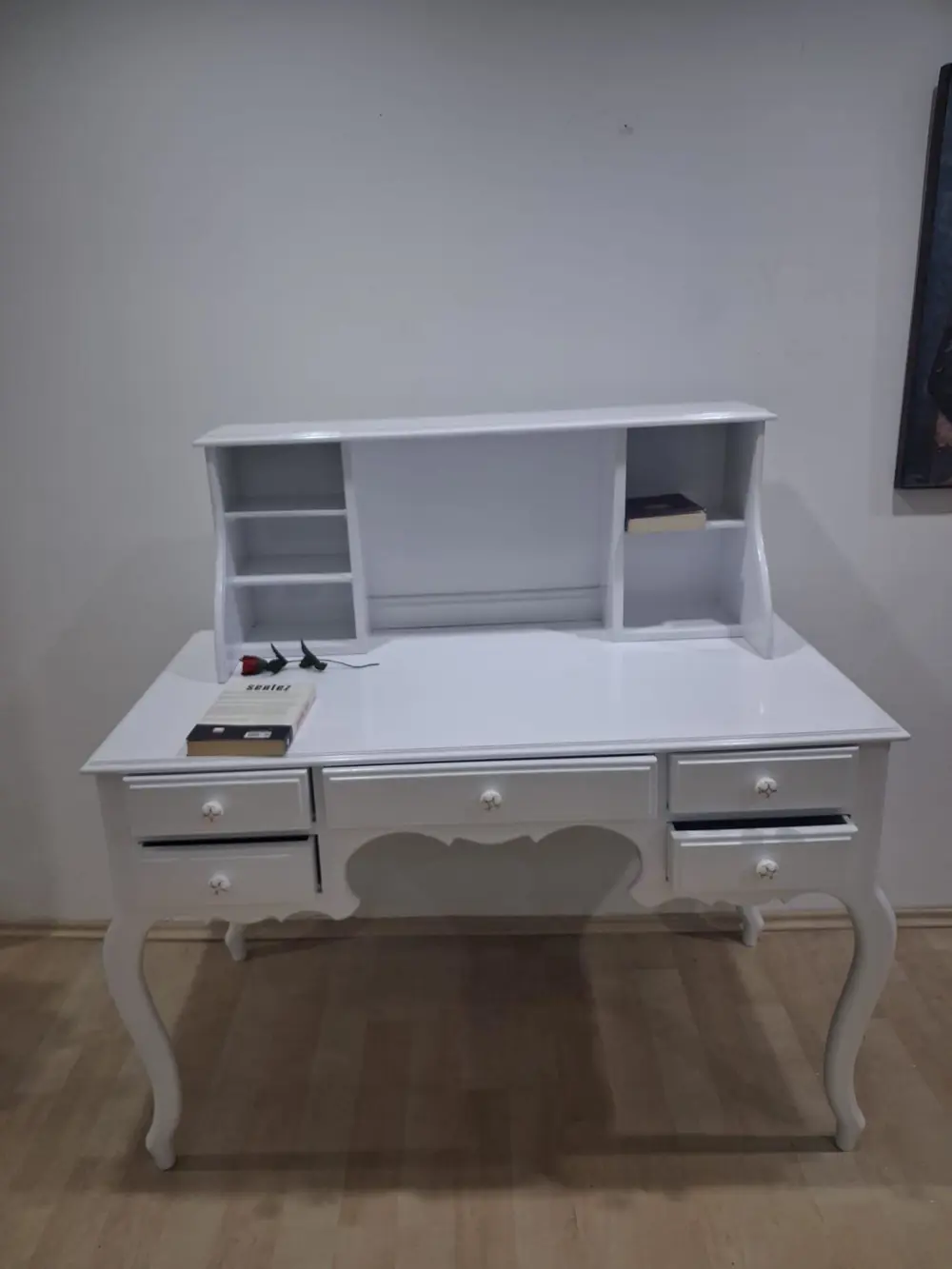 Çalışma Masa Takım ADN 90596 Parlak Lake Beyaz 5 Çekmeceli Porsel