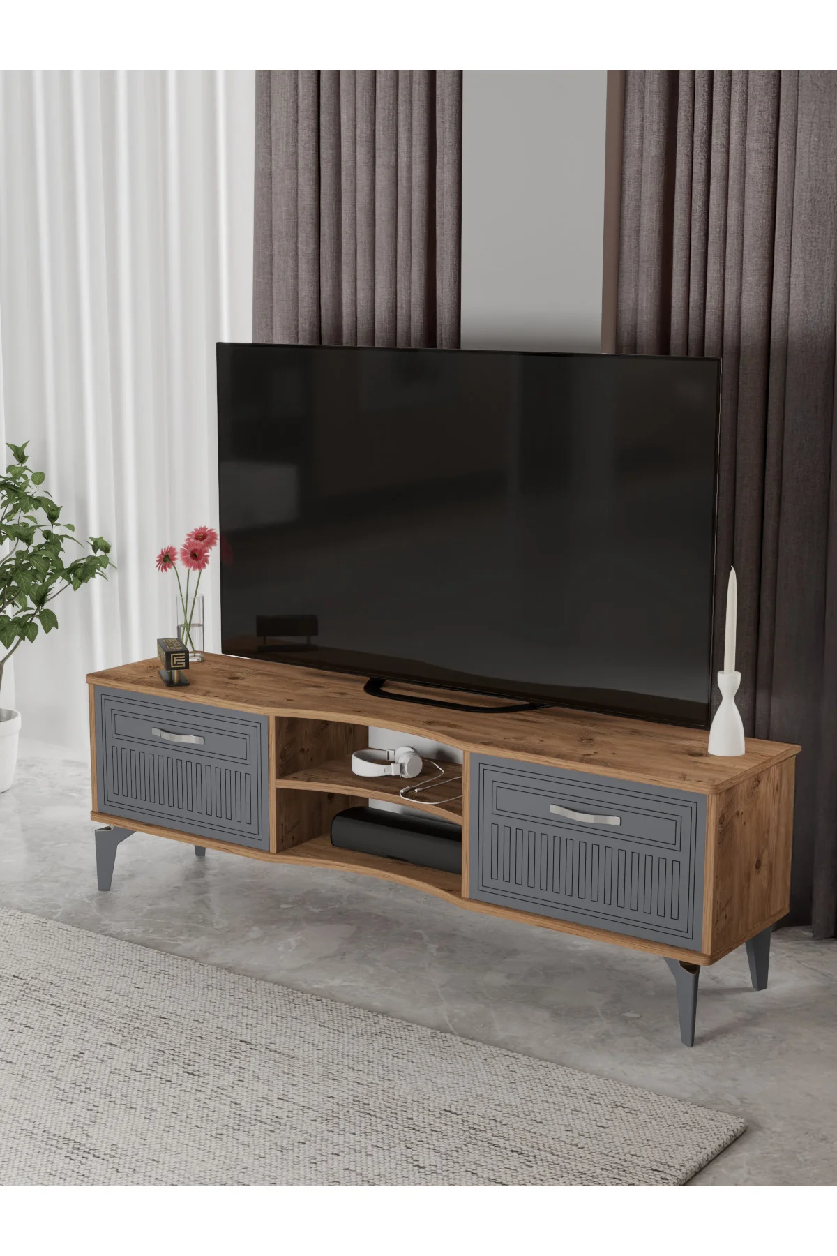 Çalışma Masası 10 Raflı Kitaplık Raf Atlantik Çam