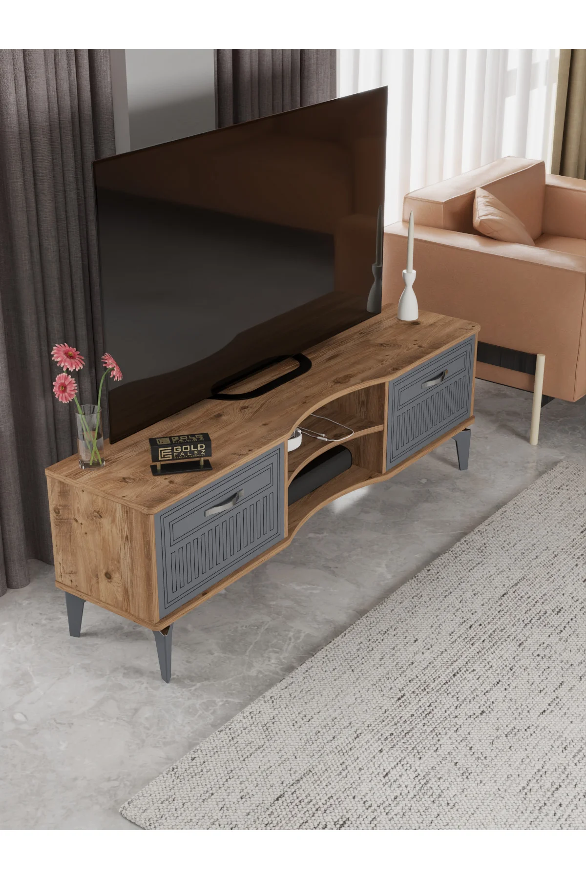 Çalışma Masası 10 Raflı Kitaplık Raf Atlantik Çam