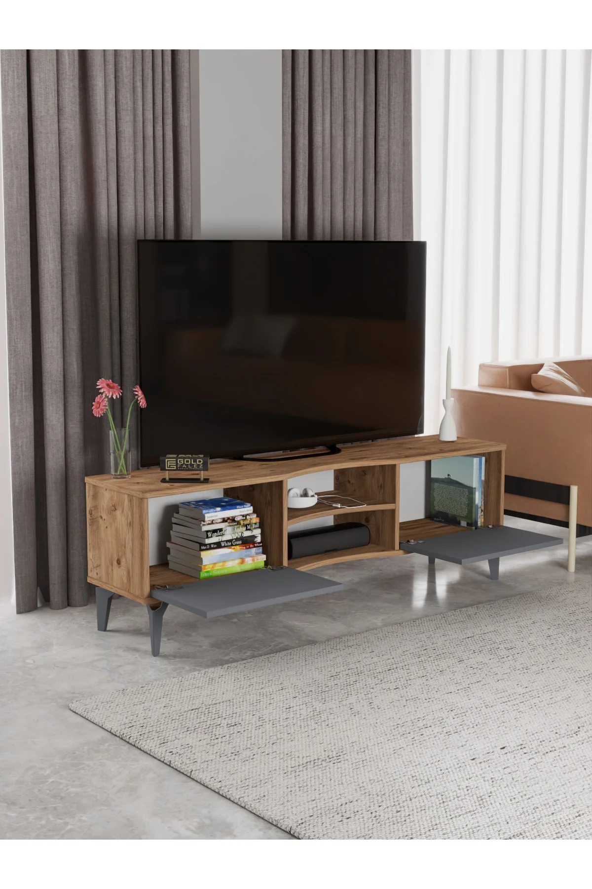 Çalışma Masası 10 Raflı Kitaplık Raf Atlantik Çam