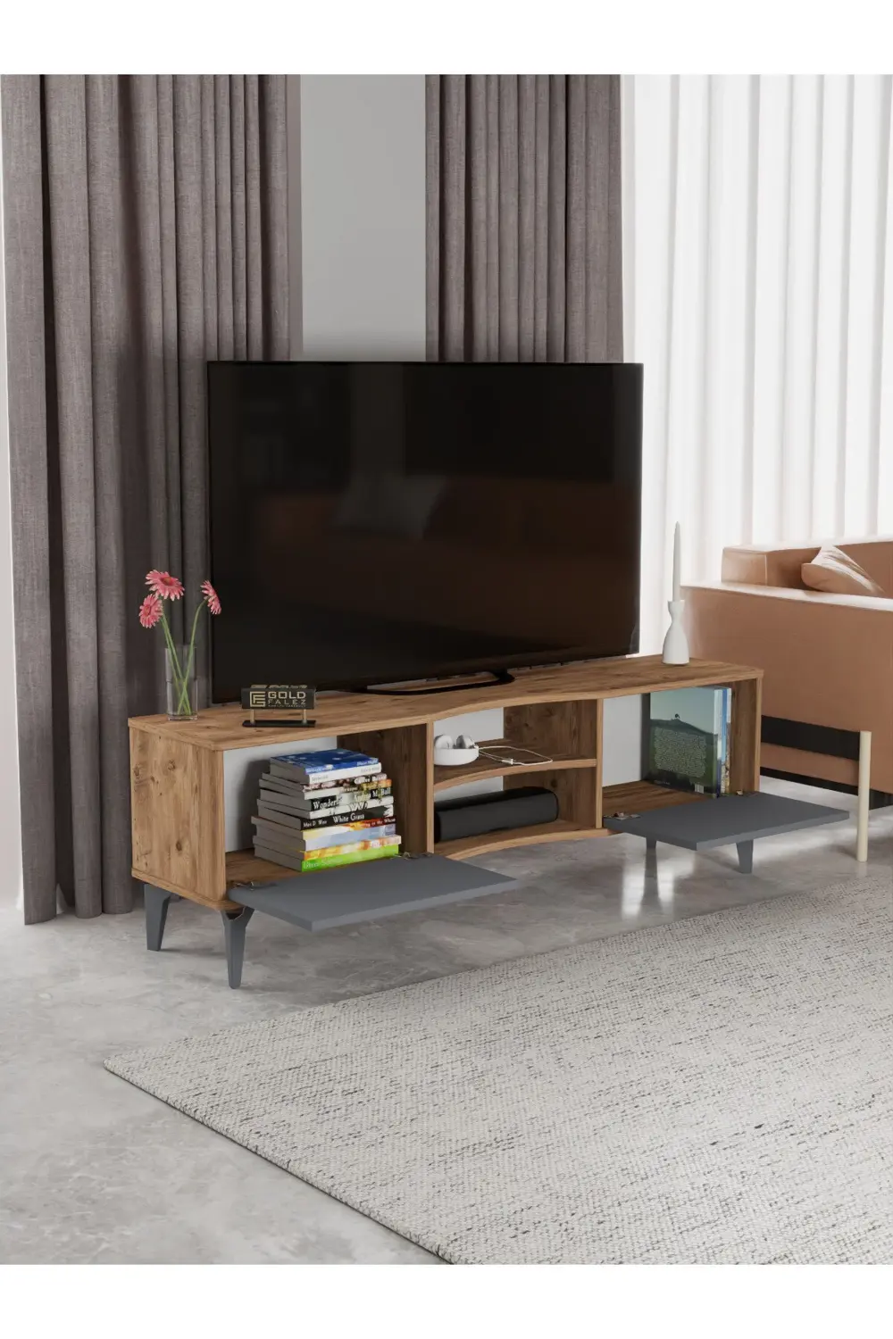 Çalışma Masası 10 Raflı Kitaplık Raf Atlantik Çam