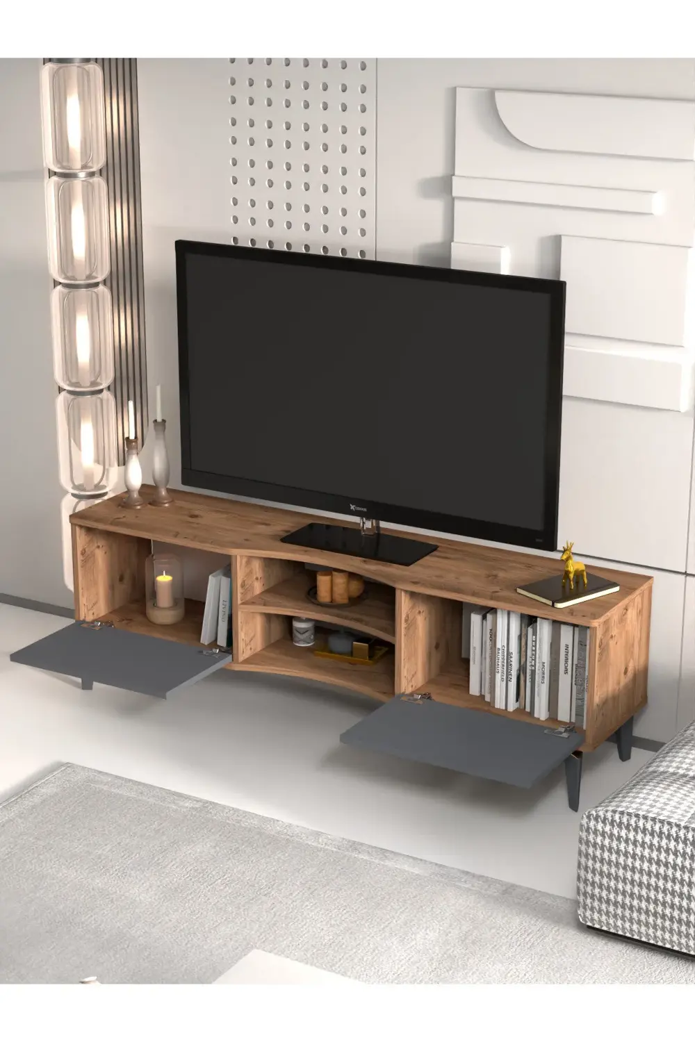 Çalışma Masası 10 Raflı Kitaplık Raf Beyaz