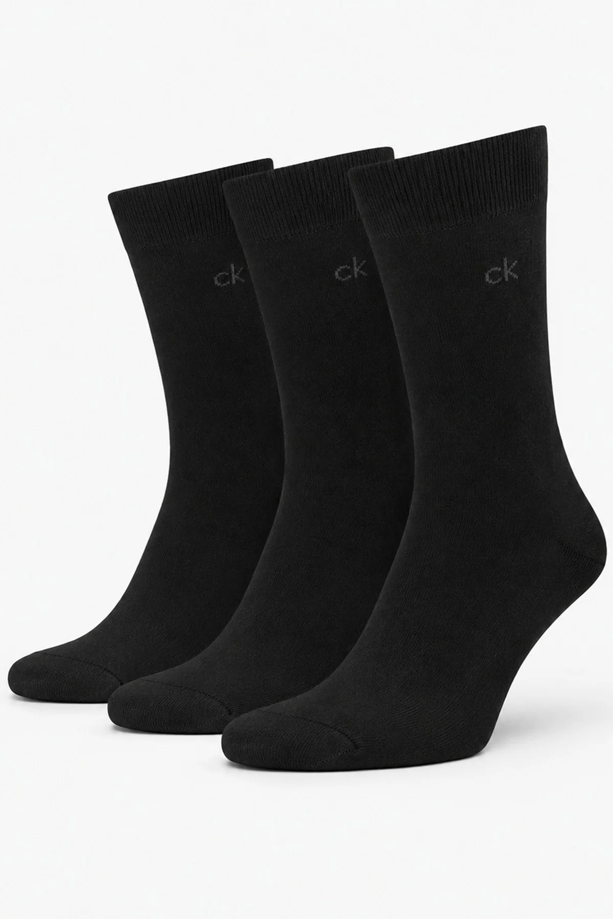 Calvin Klein Men's Cotton Crew Socks with CK Logo 3 Pack Black Erkek Pamuklu Uzun Çorap 3 lü Pkt Siyah Calvin Klein Men's Cotton Crew Socks with CK Logo 3 Pack Black Erkek Pamuklu Uzun Çorap 3 lü Pkt Siyah