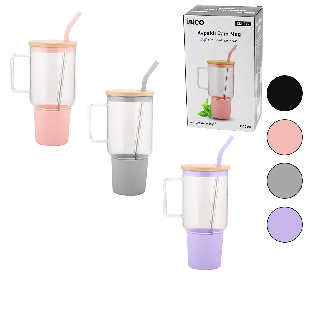 Cam 1000ml Matara - Suluk Bambu Kapak - Sızdırmaz Silikonlu Çelik Pipet Koruyucu Silikon Altlık - Kılıf Bx40 Fiyatı, Yorumları ve Özellikleri