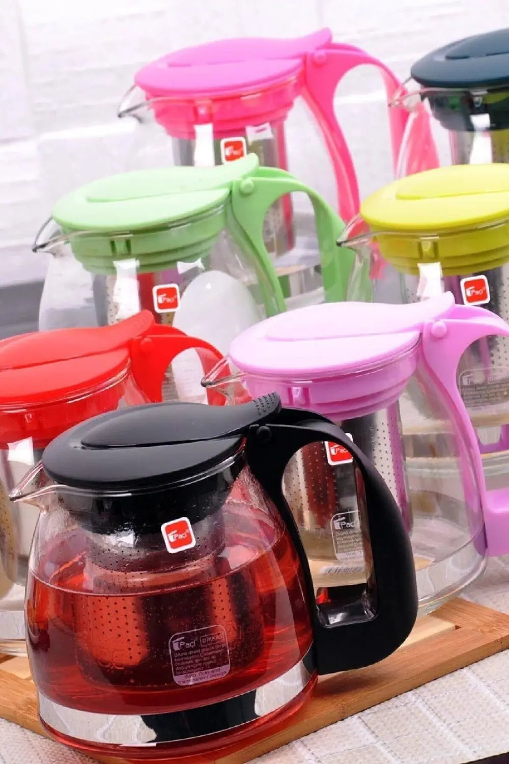 Cam 1250 ml Süzgeçli Cam Demlik Asorti Beyaz