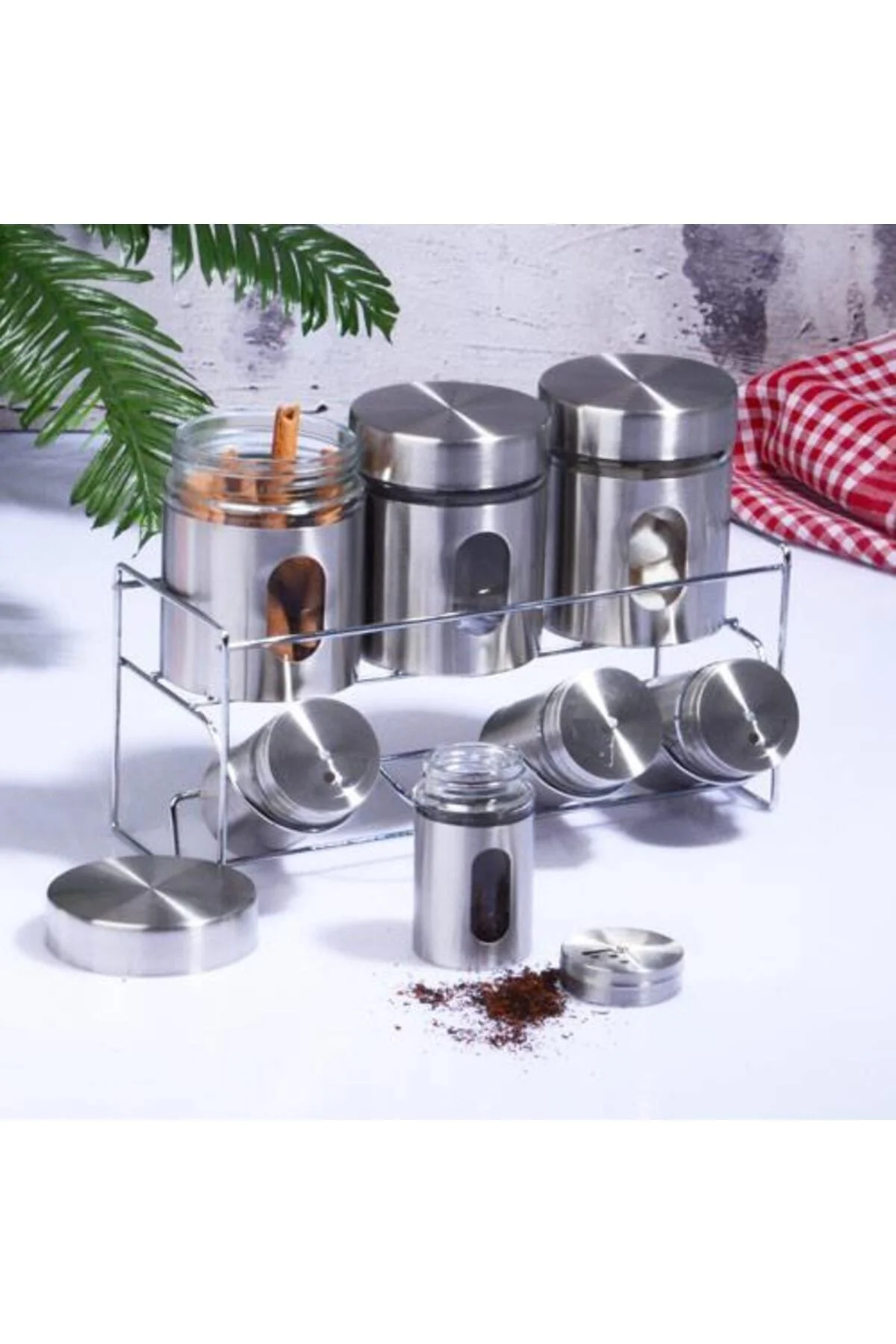 Cam-430 Metal 7 Li Baharatlık Seti Cam-430 Metal 7 Li Baharatlık Seti - Görsel 2
