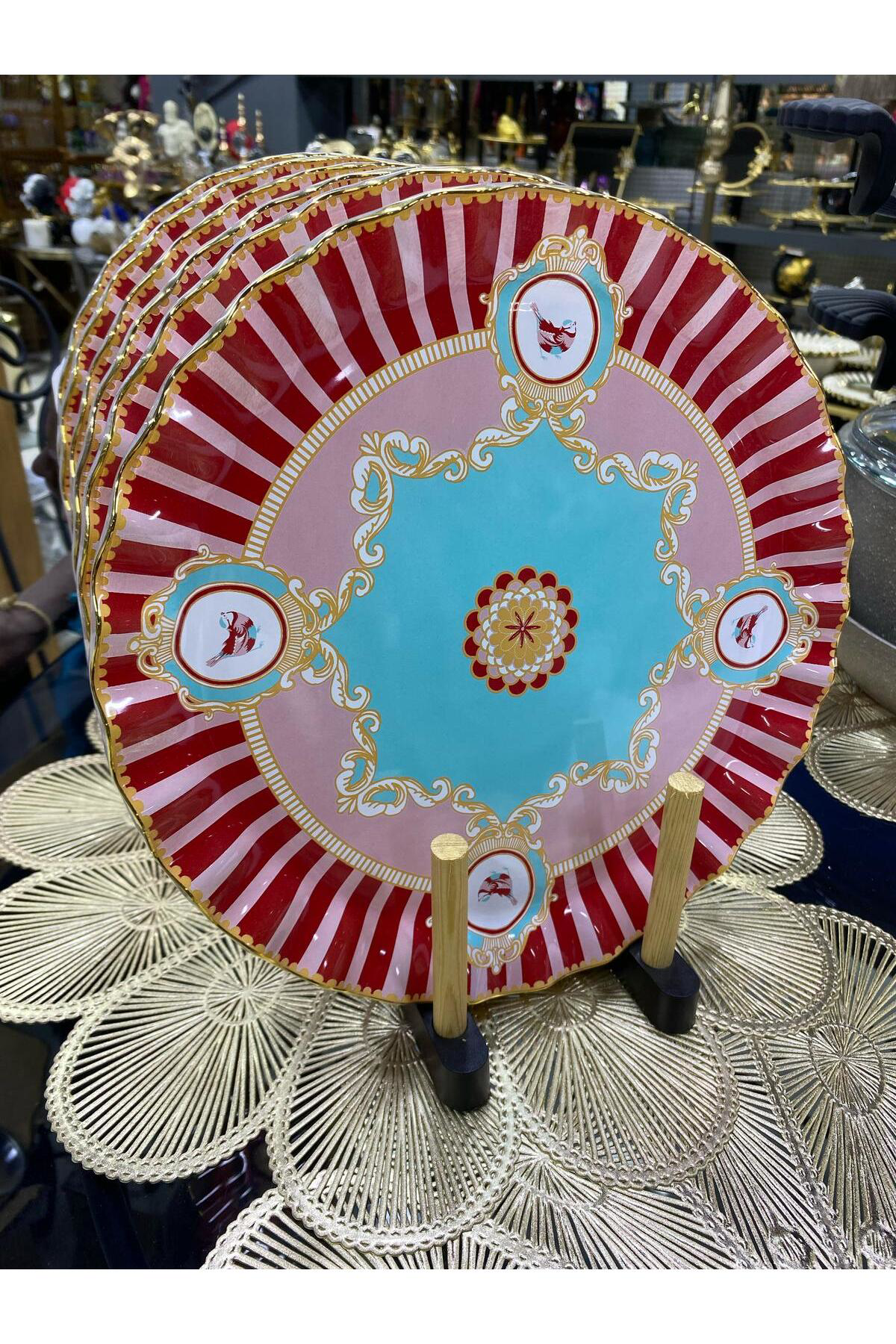 Elif Aksesuar Cam 6 Lı Cam Pasta Servis Tabağı 25 Cm