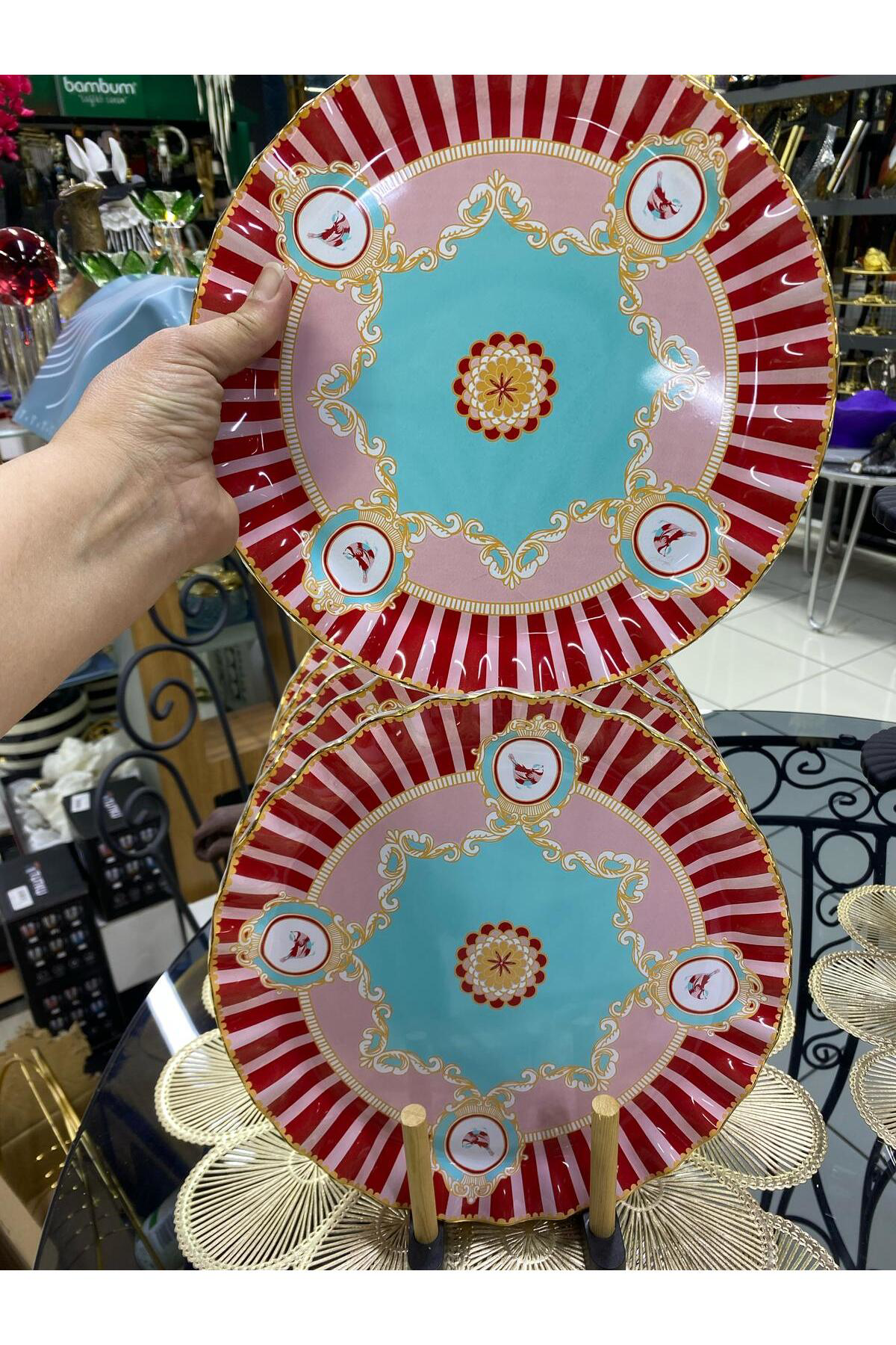 Elif Aksesuar Cam 6 Lı Cam Pasta Servis Tabağı 25 Cm