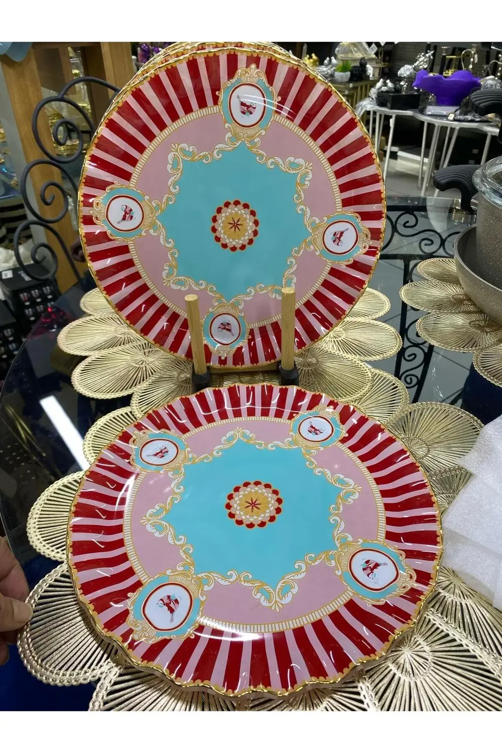 Cam 6 Lı Cam Pasta Servis Tabağı 25 cm